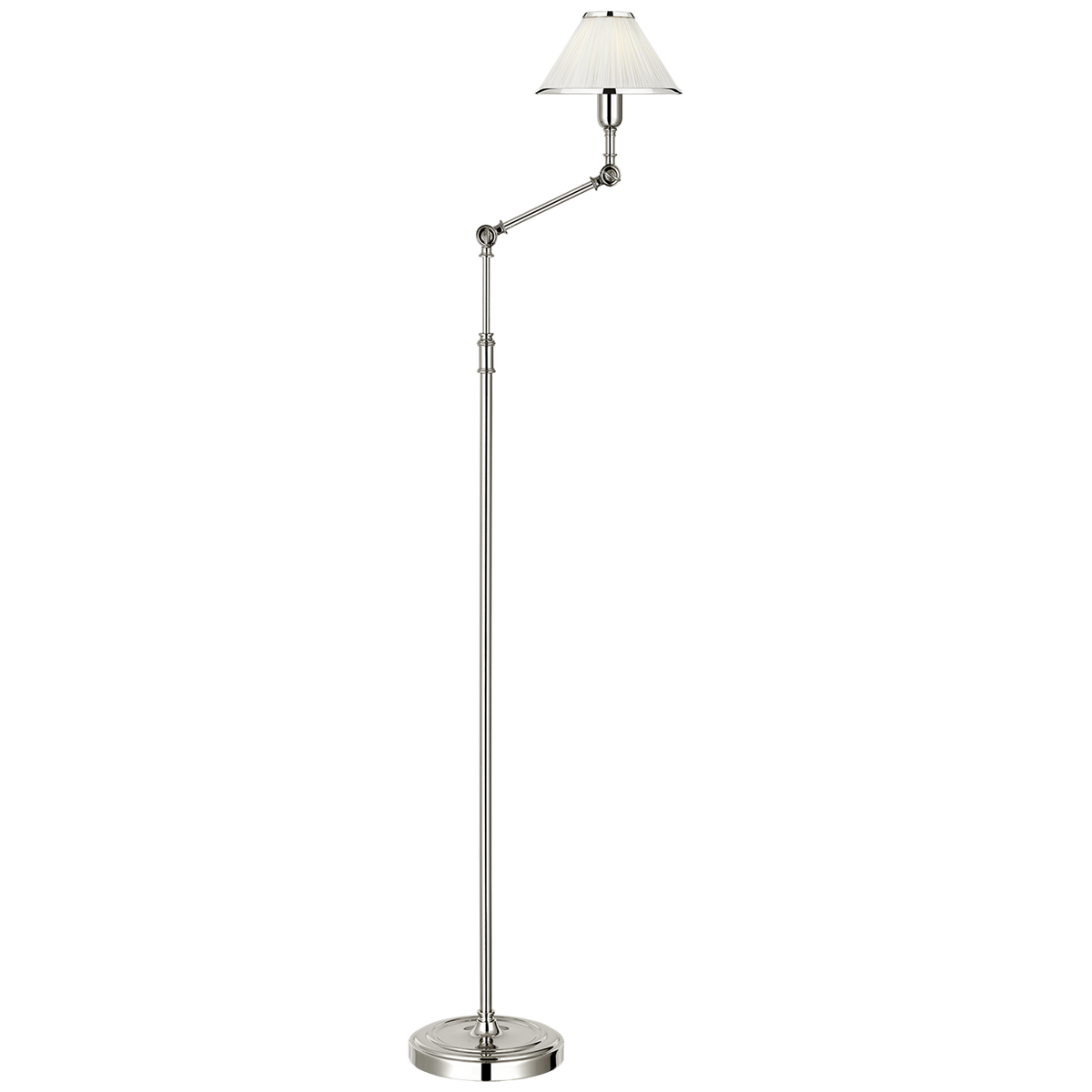 Ralph Lauren Anette Floor Lamp in Polished Nickel with Silk Pleated Shade W8" x H46" - 58.5" x E7.25" - 14.75"