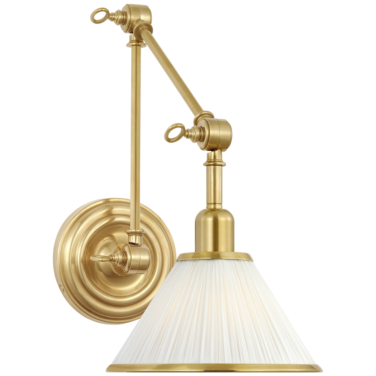 Ralph Lauren Anette Library Light in Natural Brass with Silk Pleated Shade W7.25" x H12" - 16.5" x E15.25" - 18.75"