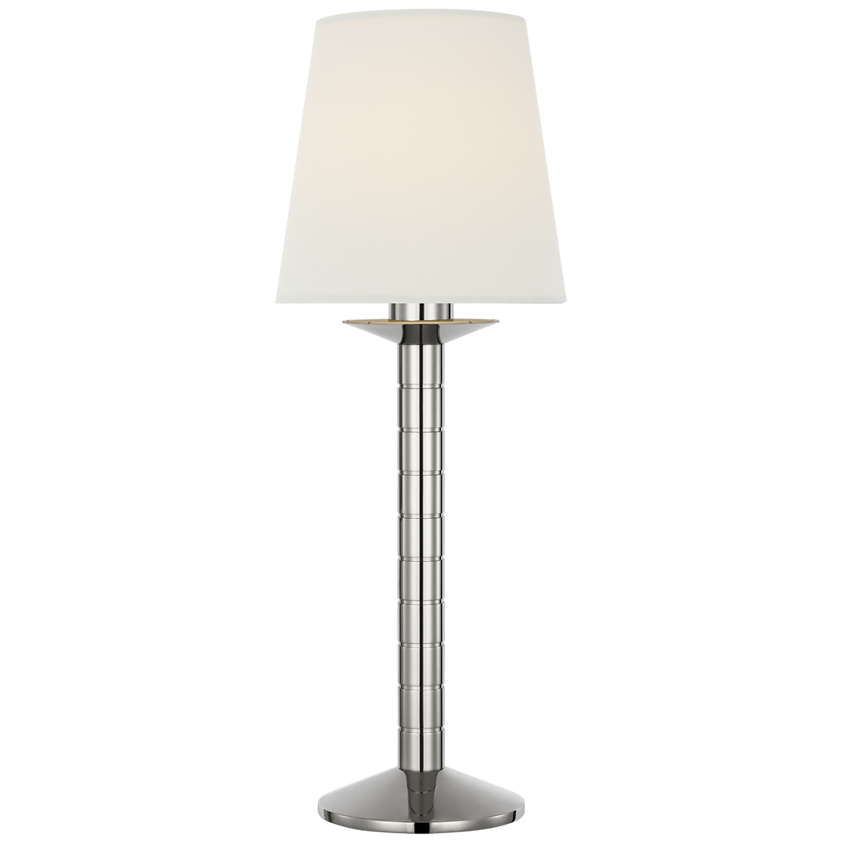 Ralph Lauren Montgomery 23" Cordless Table Lamp in Polished Nickel with Silk Shade W8.25" x H23"