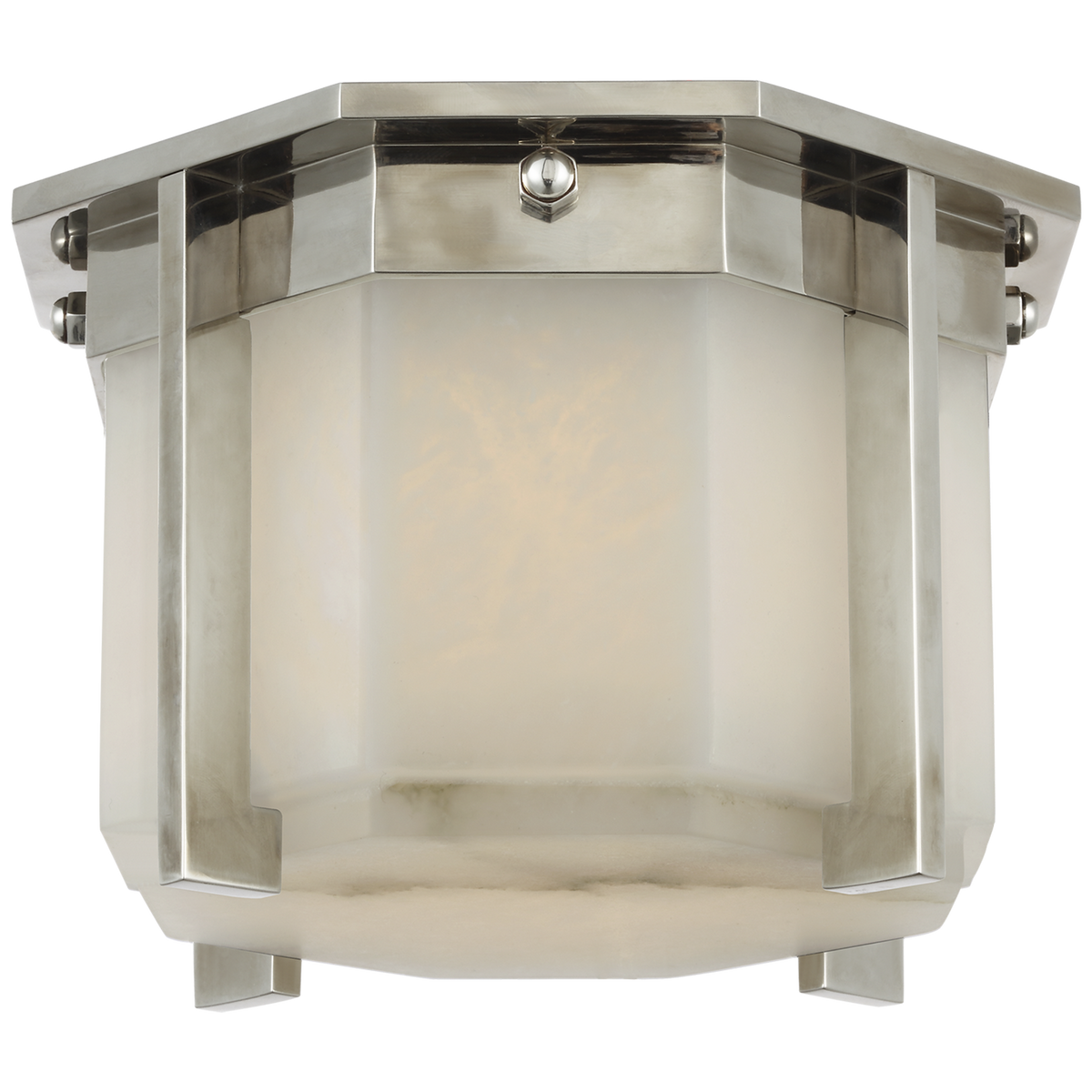 Ralph Lauren Braxton 6" Solitaire Flush Mount in Butler's Silver with Alabaster W5.75" x H4.25"