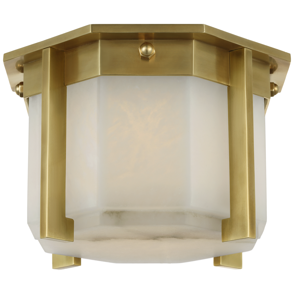 Ralph Lauren Braxton 6" Solitaire Flush Mount in Natural Brass with Alabaster W5.75" x H4.25"
