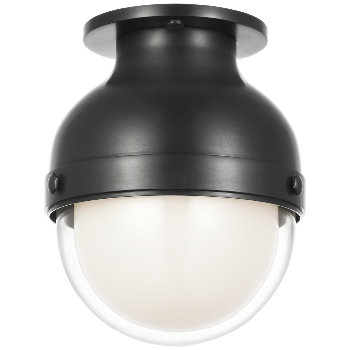 Ralph Lauren Harbor 6" Flush Mount in Bronze with Clear and White Glass W6" x H7.25"