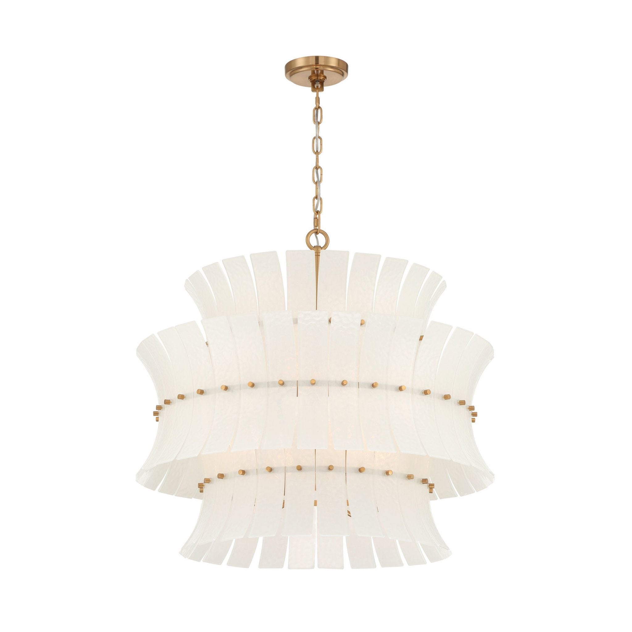 Abigail 28'' Aged Brass Chandelier White 8-Light 28"W x 26"H x 28"D