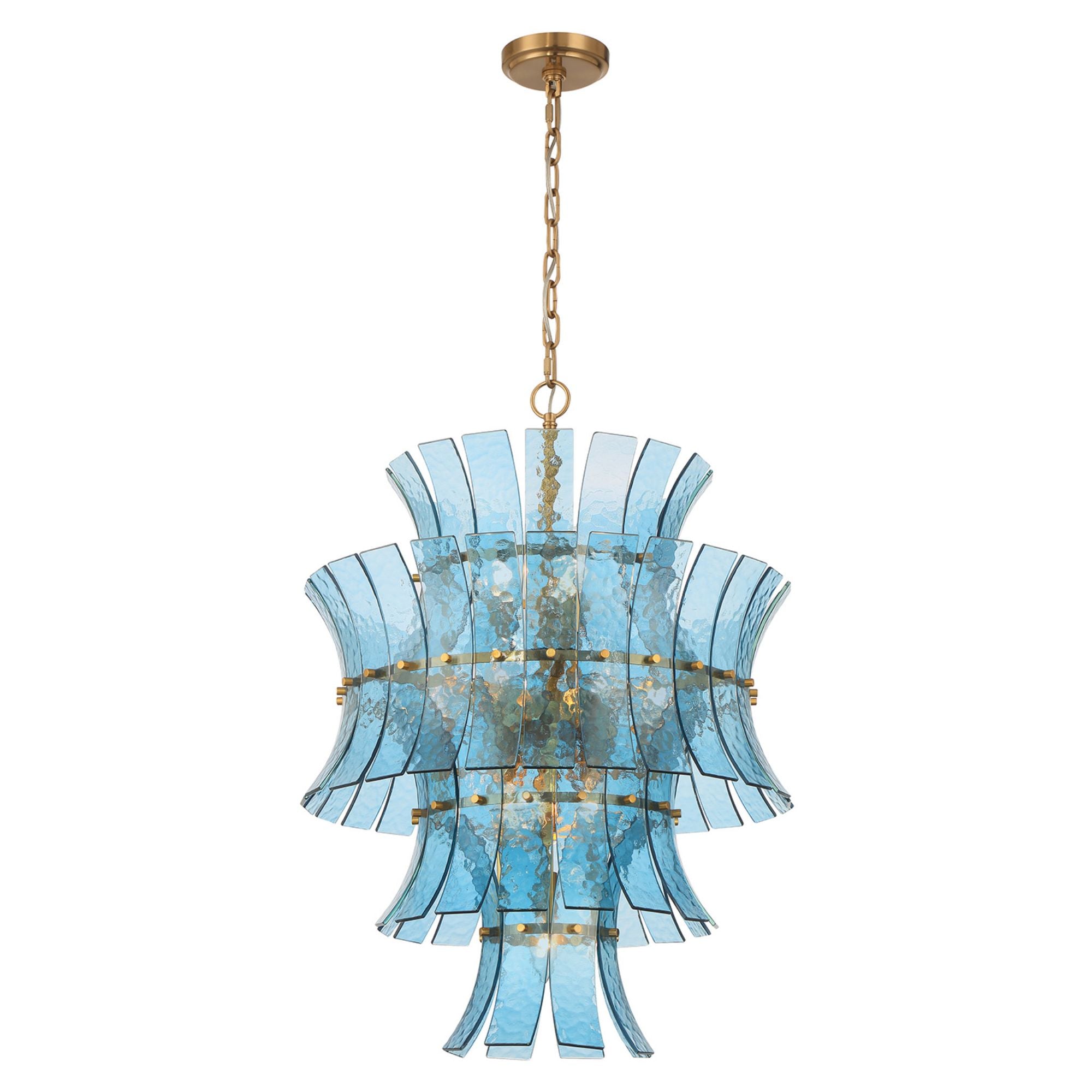 Abigail 22.25'' Aged Brass Chandelier Blue 22.25"W x 31.5"H x 22.25"D