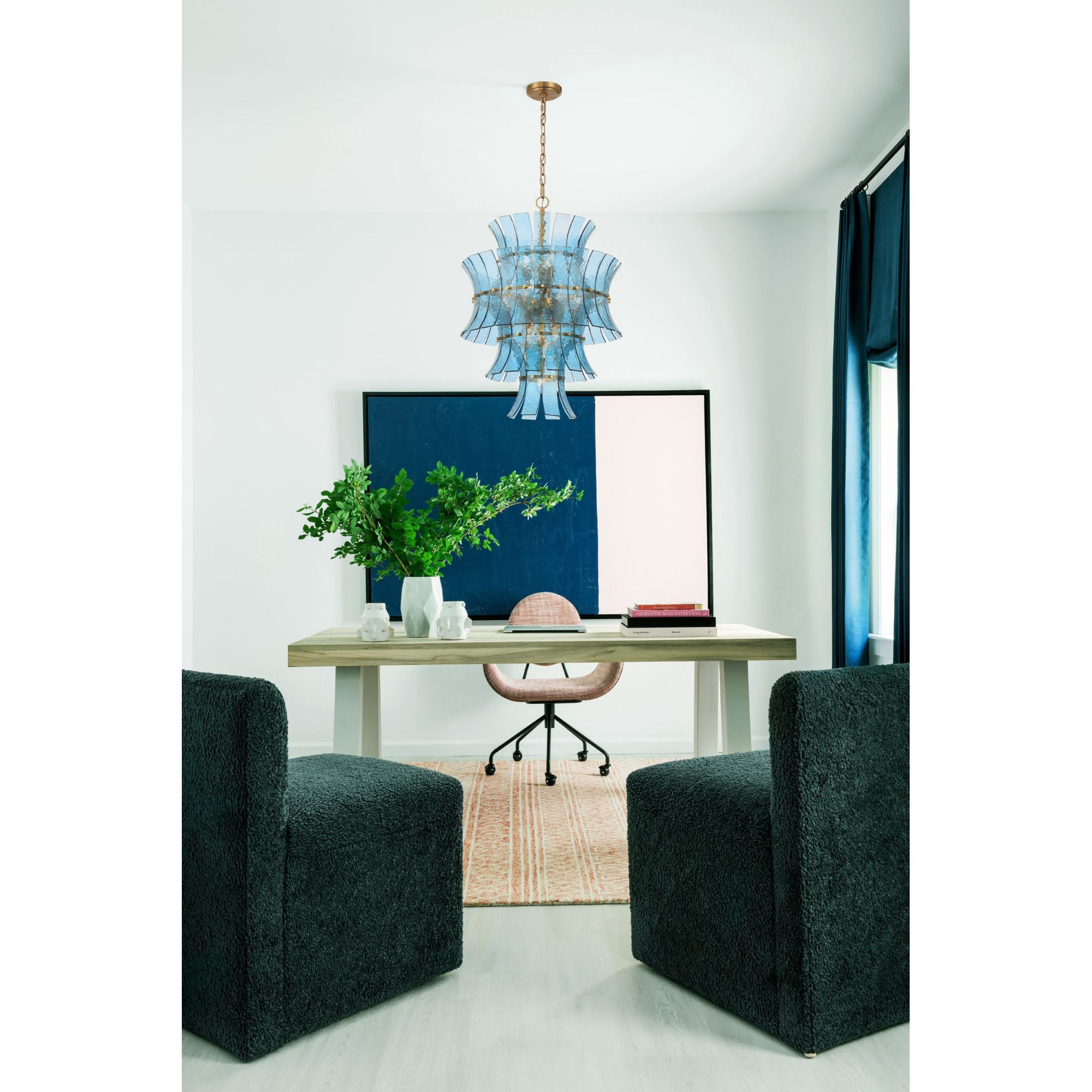 Abigail 22.25'' Aged Brass Chandelier Blue 22.25"W x 31.5"H x 22.25"D