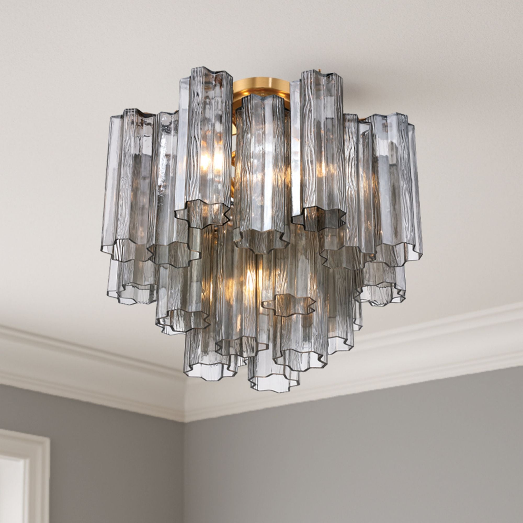 Addis 4 Light Aged Brass Semi Flush Mount 17.75"W x 13.75"H x 17.75"D