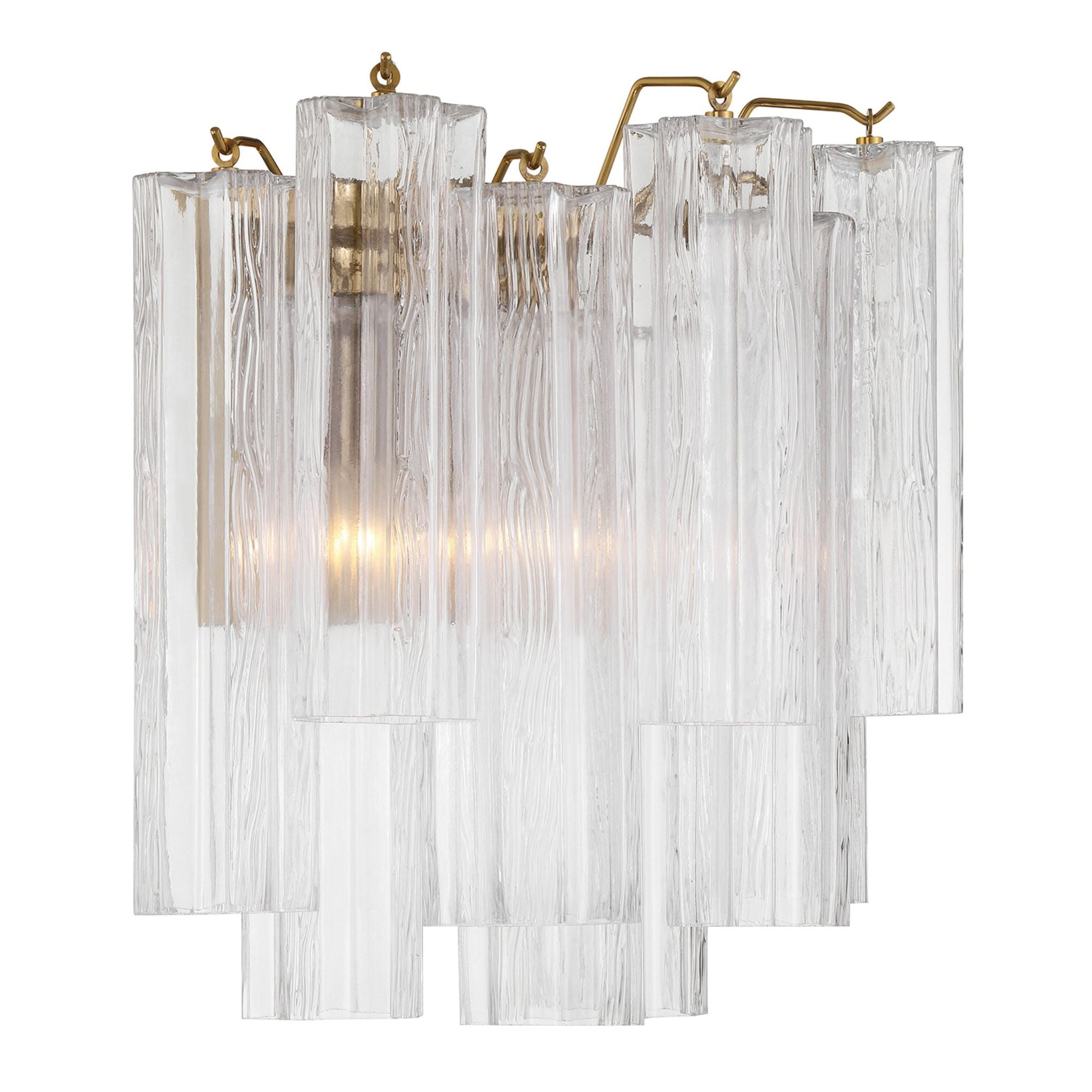 Addis 2 Light Aged Brass Sconce Tronchi Glass Clear 14.5"W x 14.5"H x 9.75"D