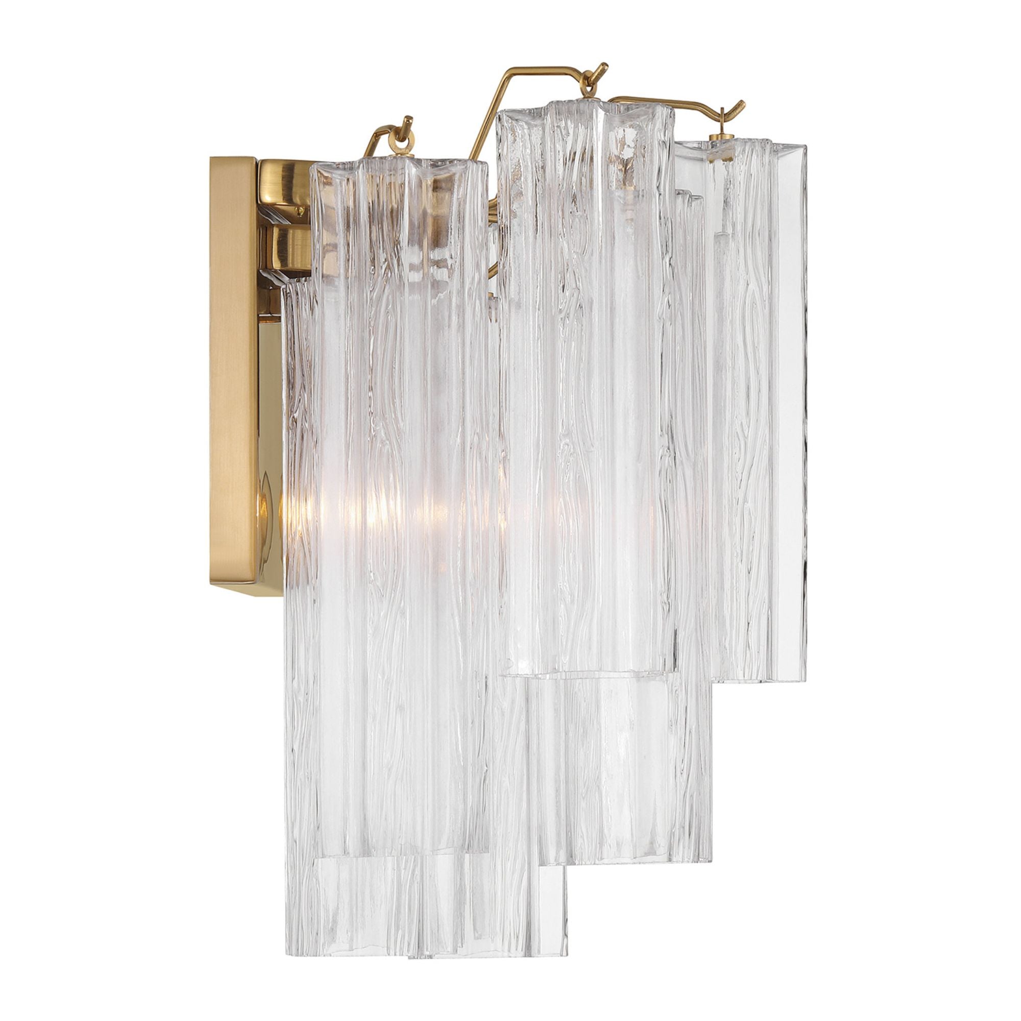 Addis 2 Light Aged Brass Sconce Tronchi Glass Clear 14.5"W x 14.5"H x 9.75"D