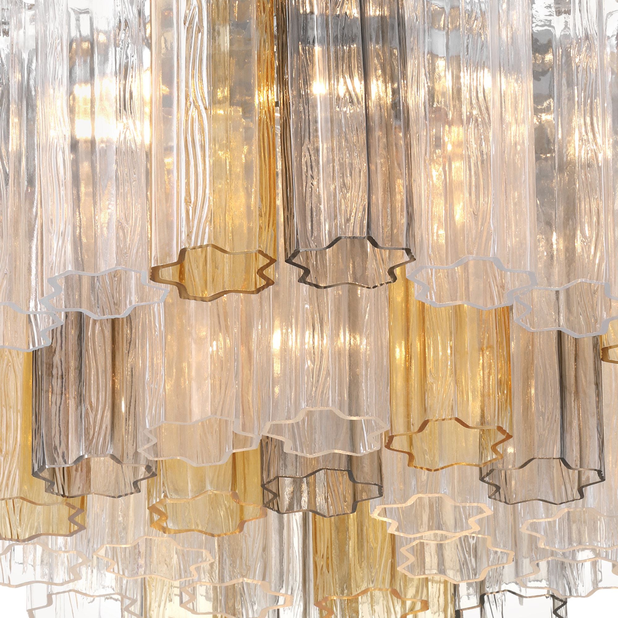 Addis 7 Light Polished Chrome Flush Mount Tronchi Glass Autumn 22.25"W x 11.75"H x 22.25"D