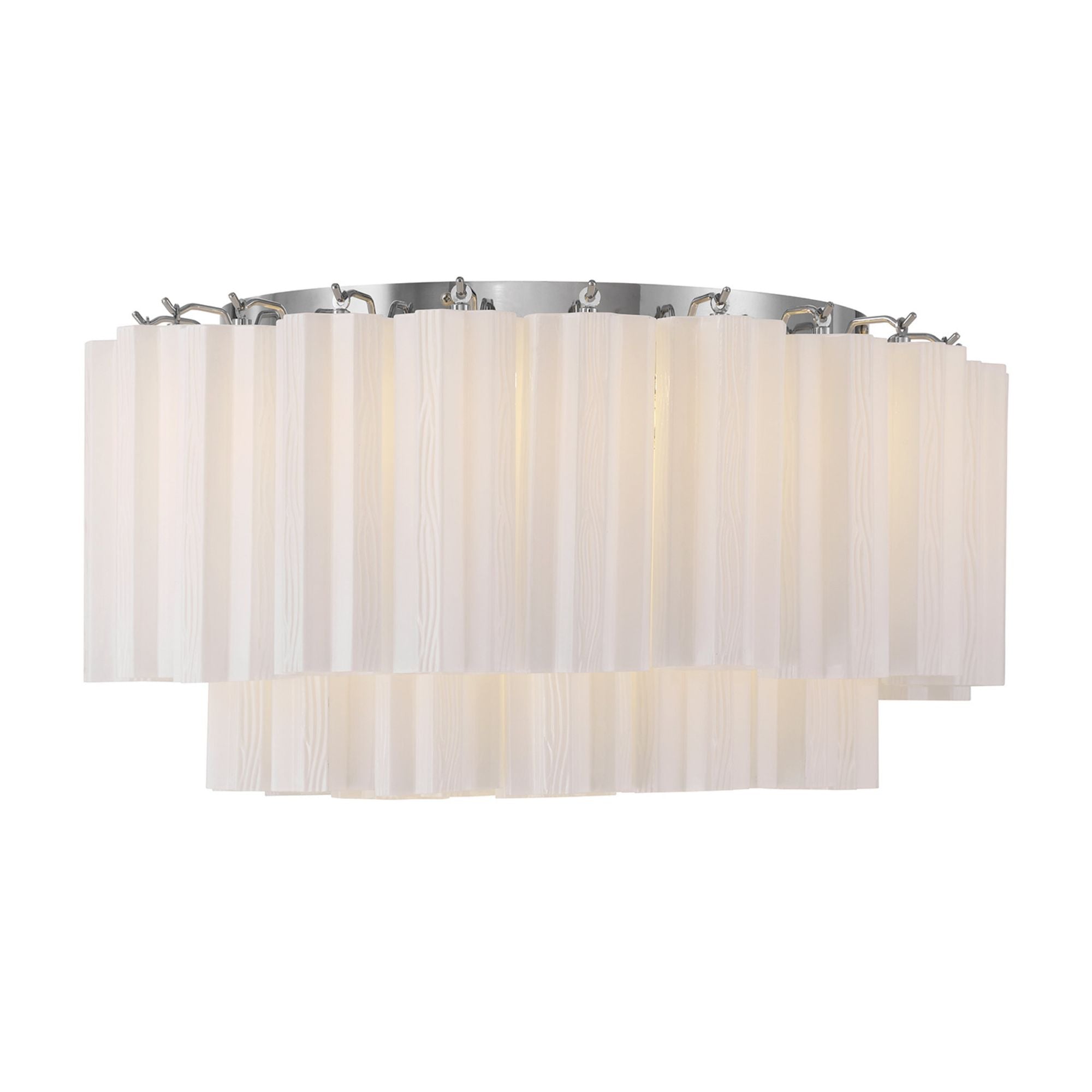Addis 7 Light Polished Chrome Flush Mount Tronchi Glass White 22.25"W x 11.75"H x 22.25"D
