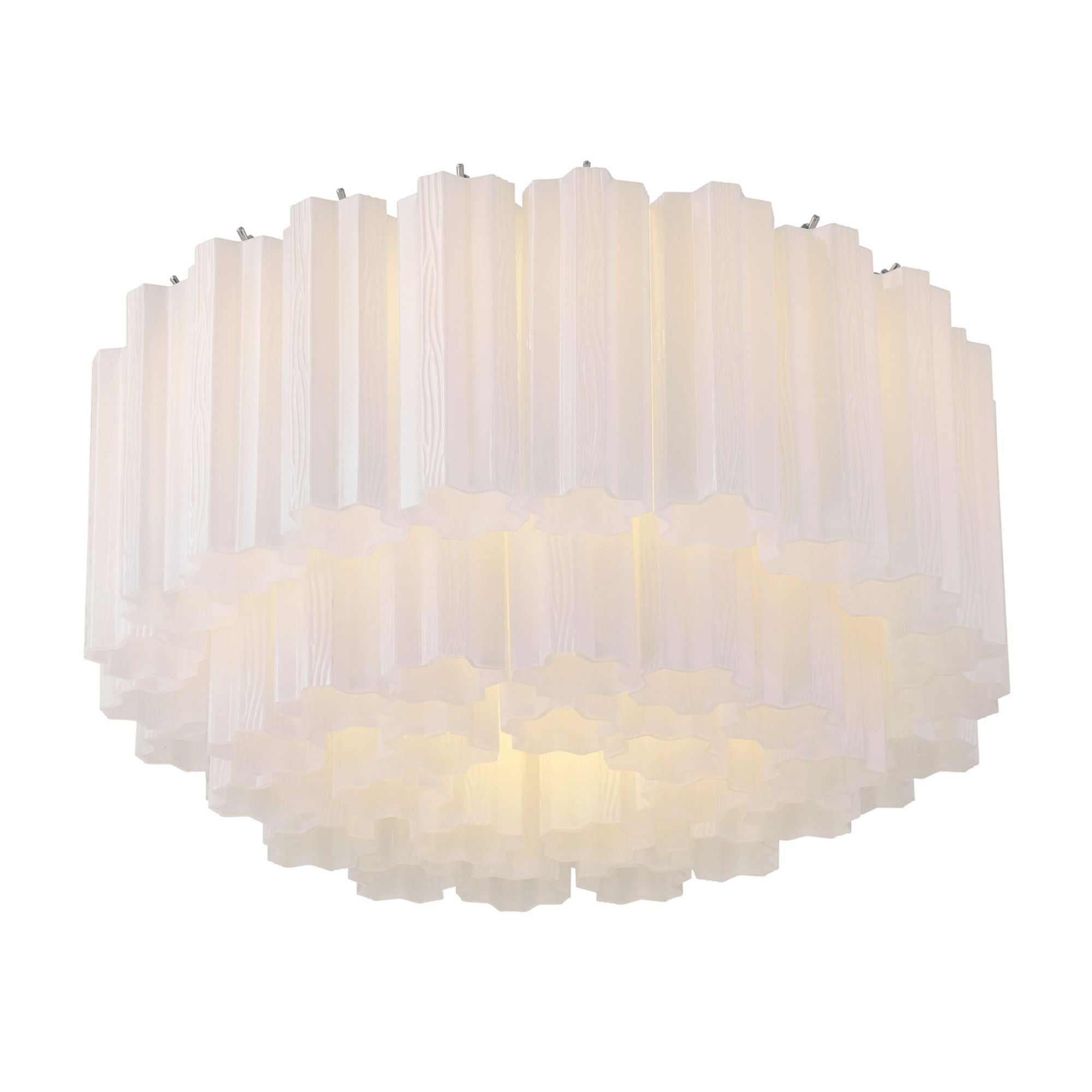 Addis 7 Light Polished Chrome Flush Mount Tronchi Glass White 22.25"W x 11.75"H x 22.25"D