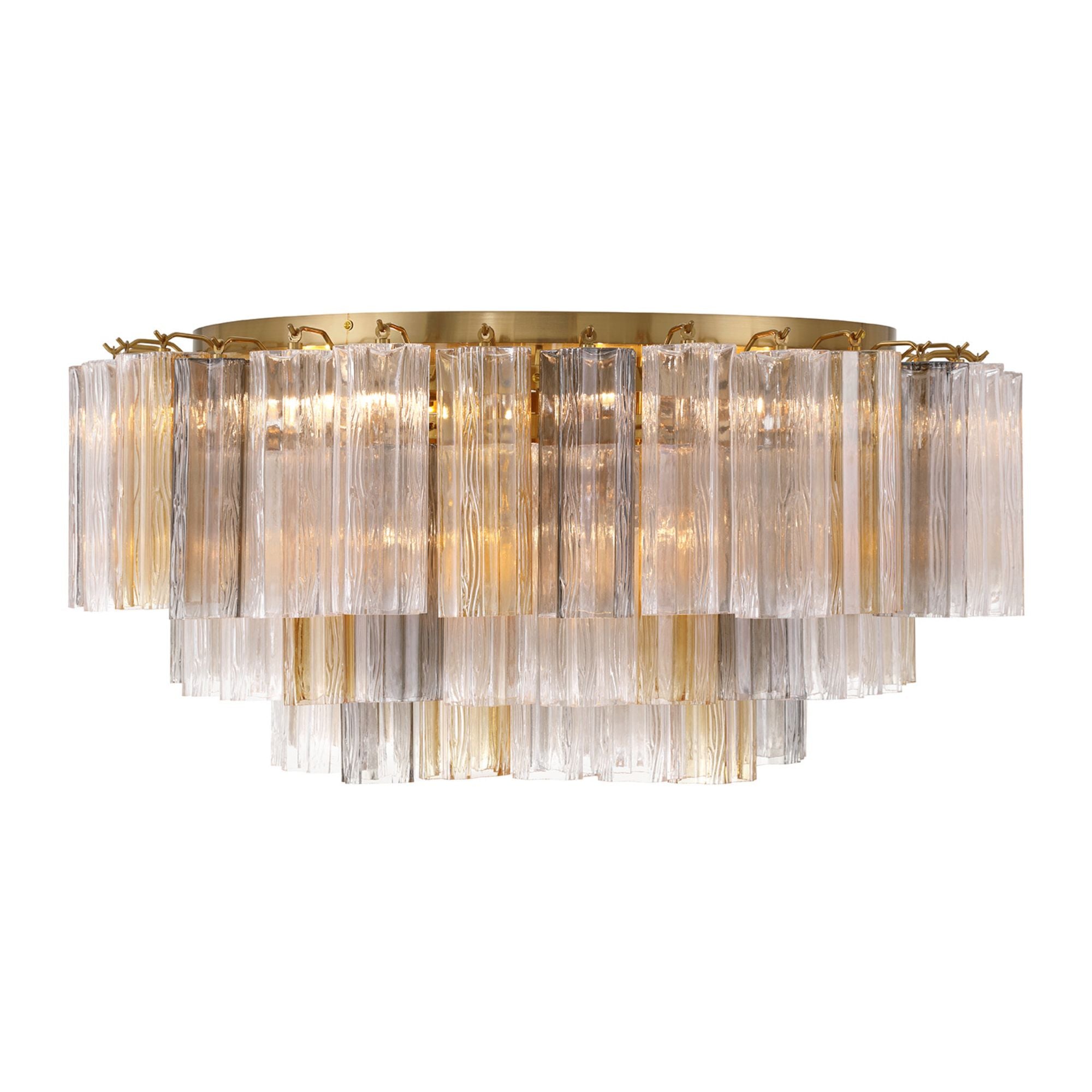 Addis 16 Light Aged Brass Flush Mount Tronchi Glass Autumn 32"W x 14.5"H x 32"D