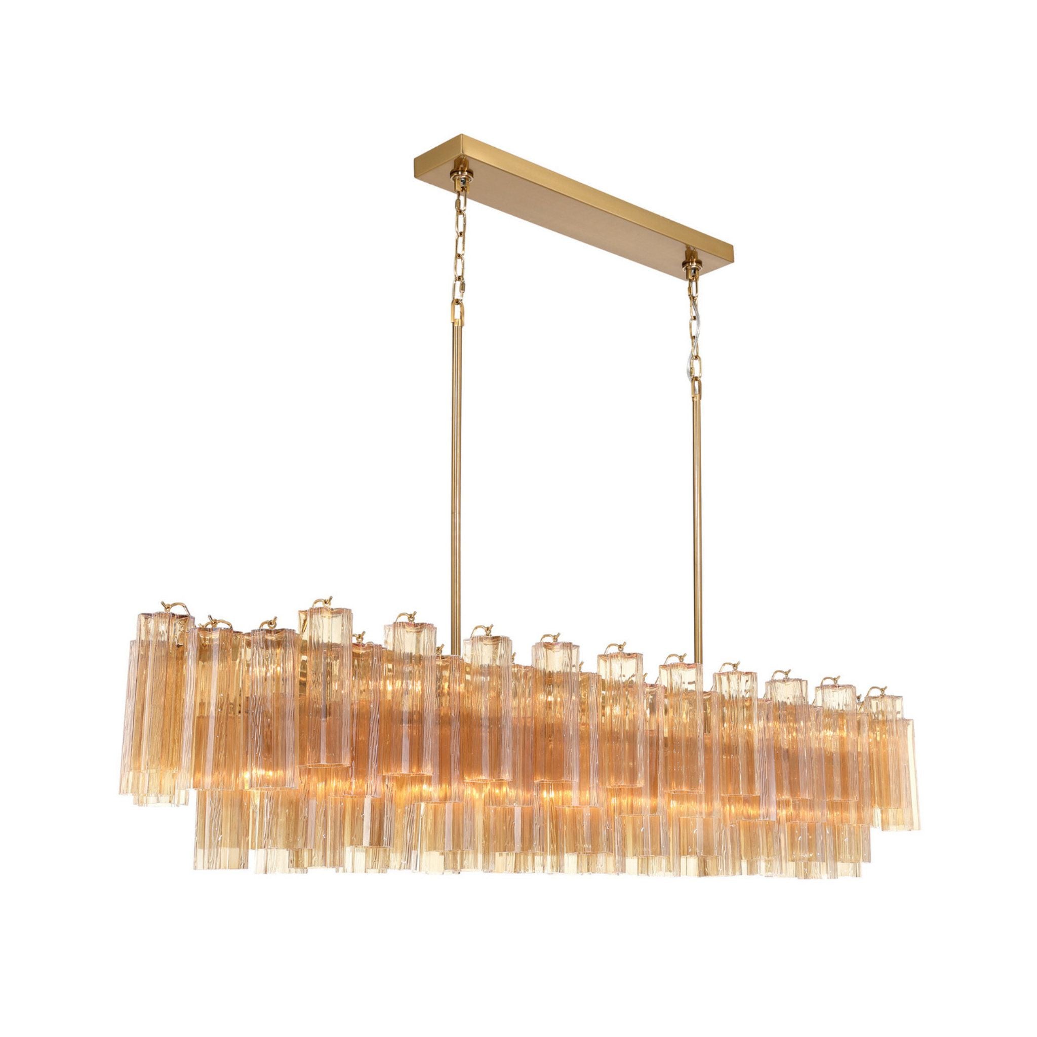 Addis 65'' Aged Brass Linear Chandelier Gold 16-Light 65"W x 13.5"H x 14"D