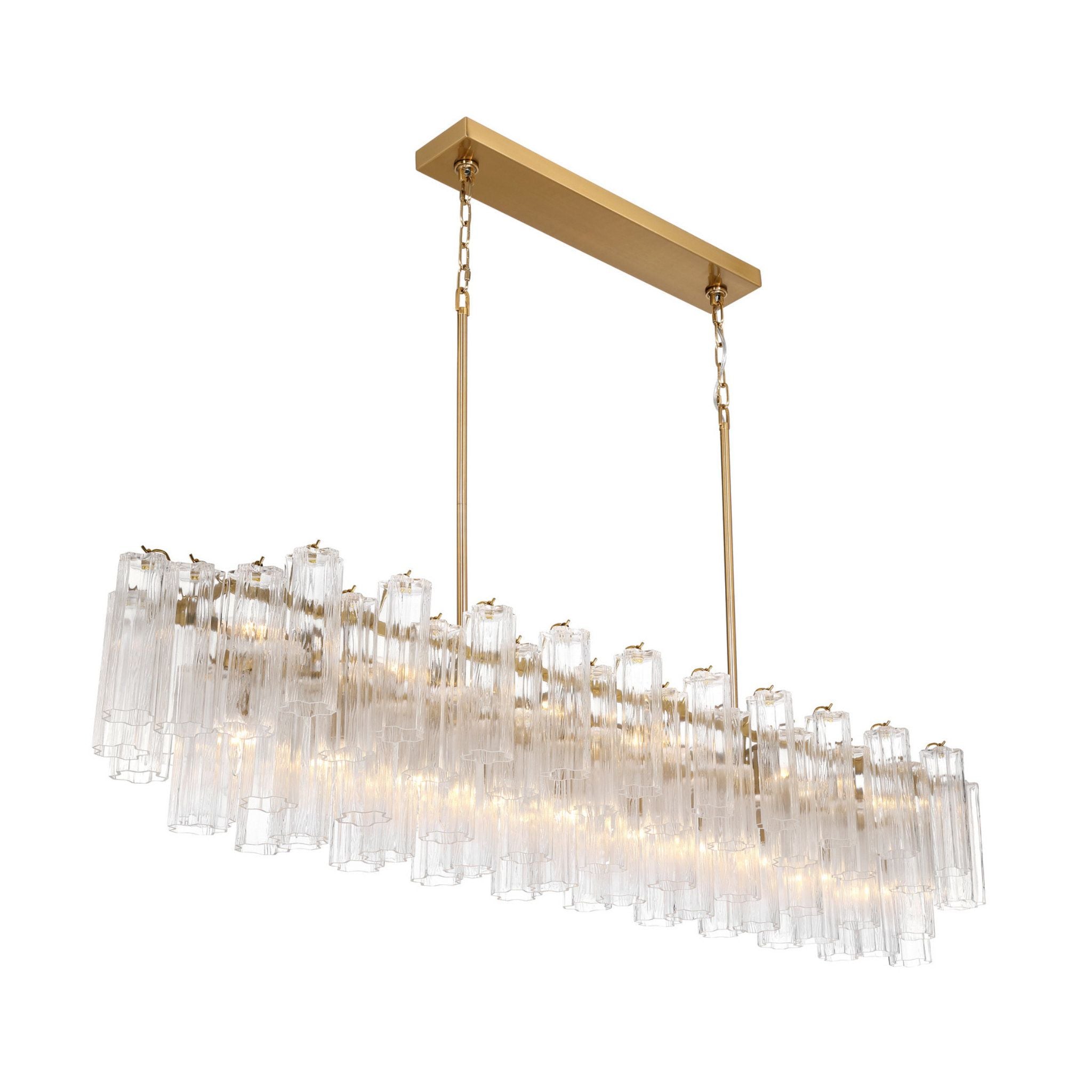 Addis 65'' Aged Brass Linear Chandelier Clear 16-Light 65"W x 13.5"H x 14"D