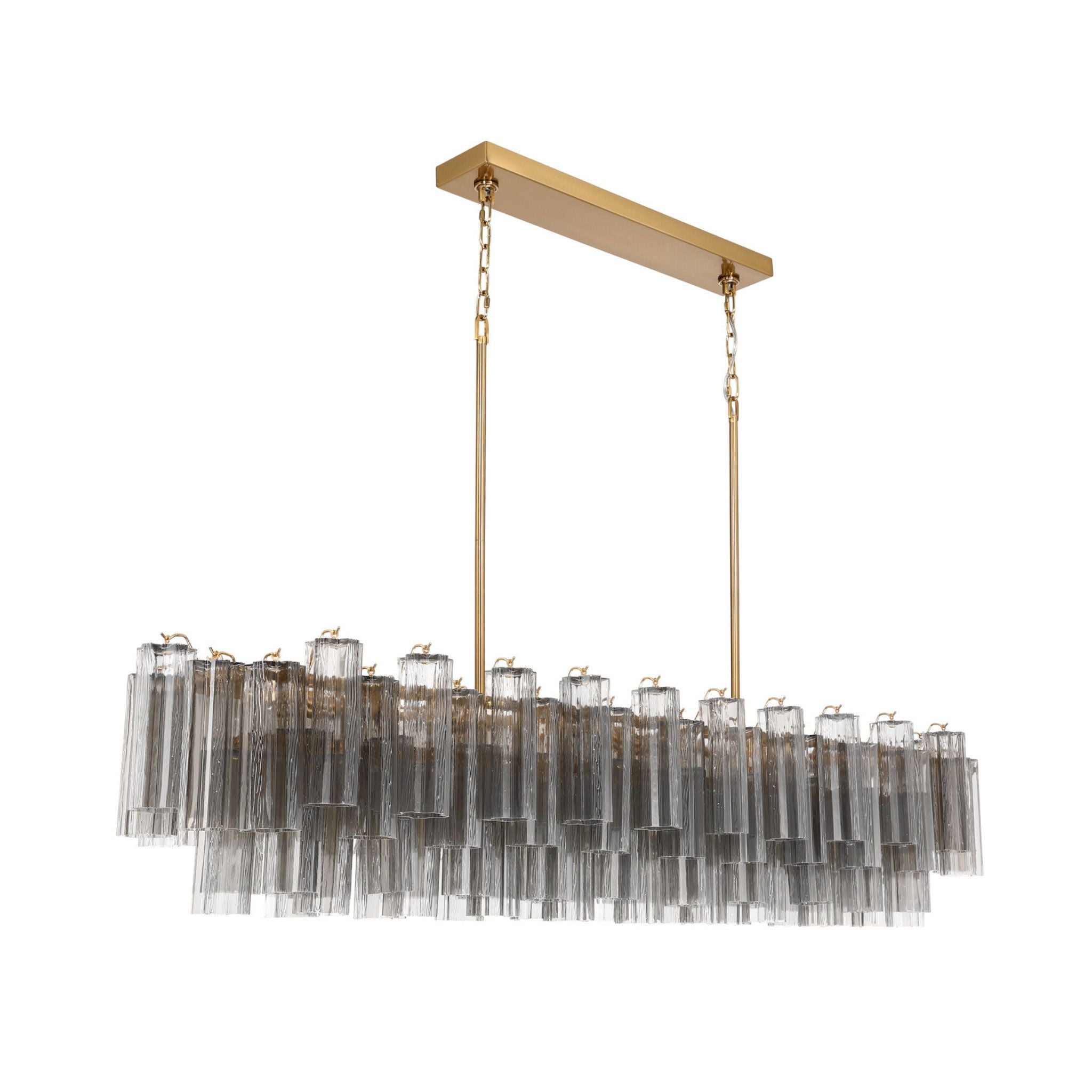 Addis 65'' Aged Brass Linear Chandelier Gray 16-Light 65"W x 13.5"H x 14"D