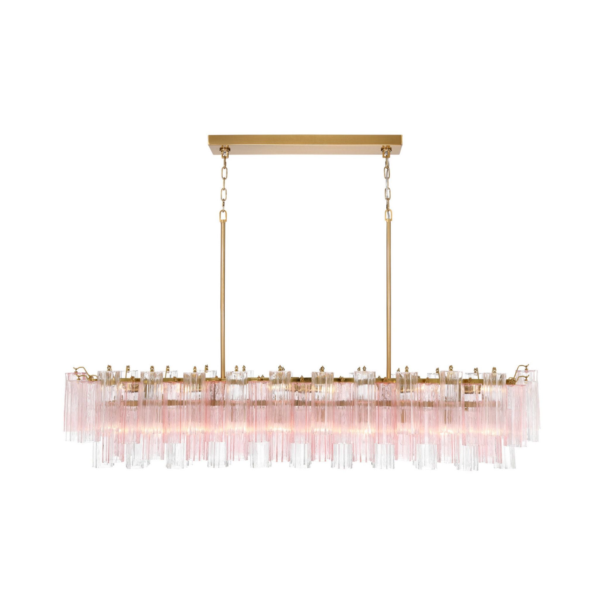 Addis 65'' Aged Brass Linear Chandelier Multi Spring Glass 16-Light 65"W x 13.5"H x 14"D