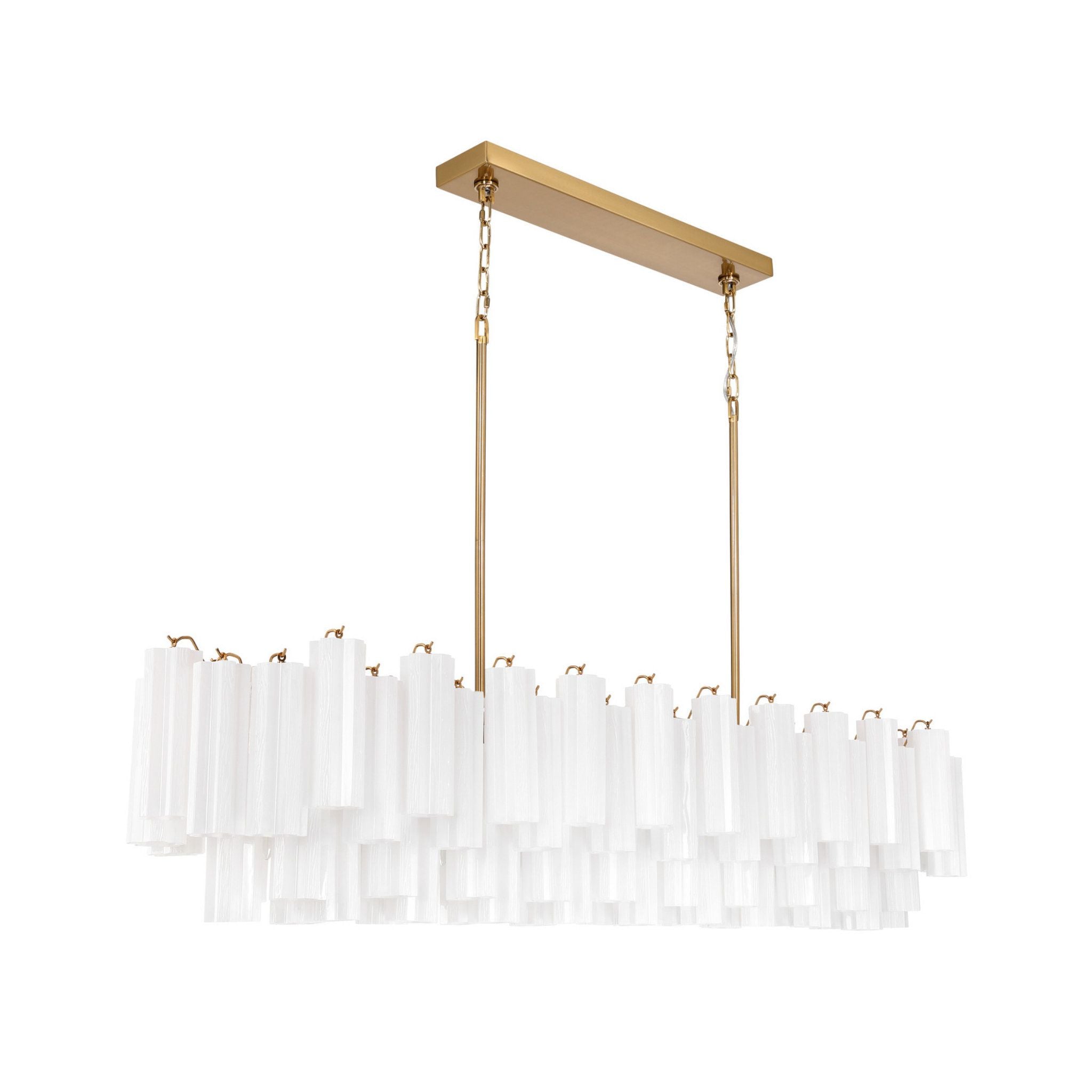 Addis 65'' Aged Brass Linear Chandelier White 16-Light 65"W x 13.5"H x 14"D
