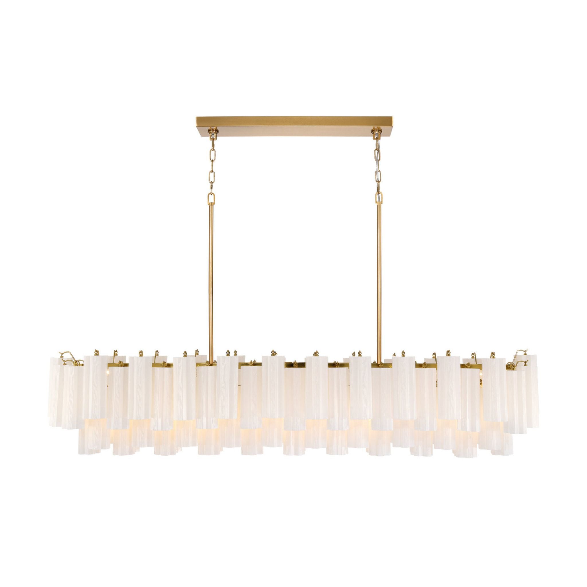 Addis 65'' Aged Brass Linear Chandelier White 16-Light 65"W x 13.5"H x 14"D