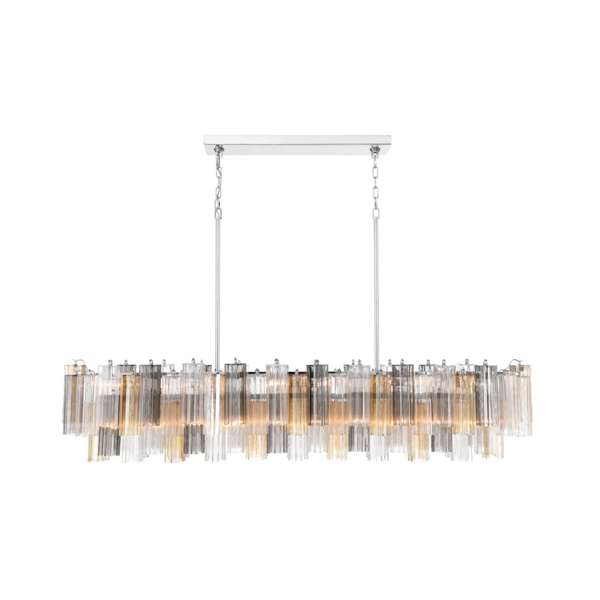 Addis 65'' Polished Chrome Linear Chandelier Multi Autumn Glass 16-Light 65"W x 13.5"H x 14"D