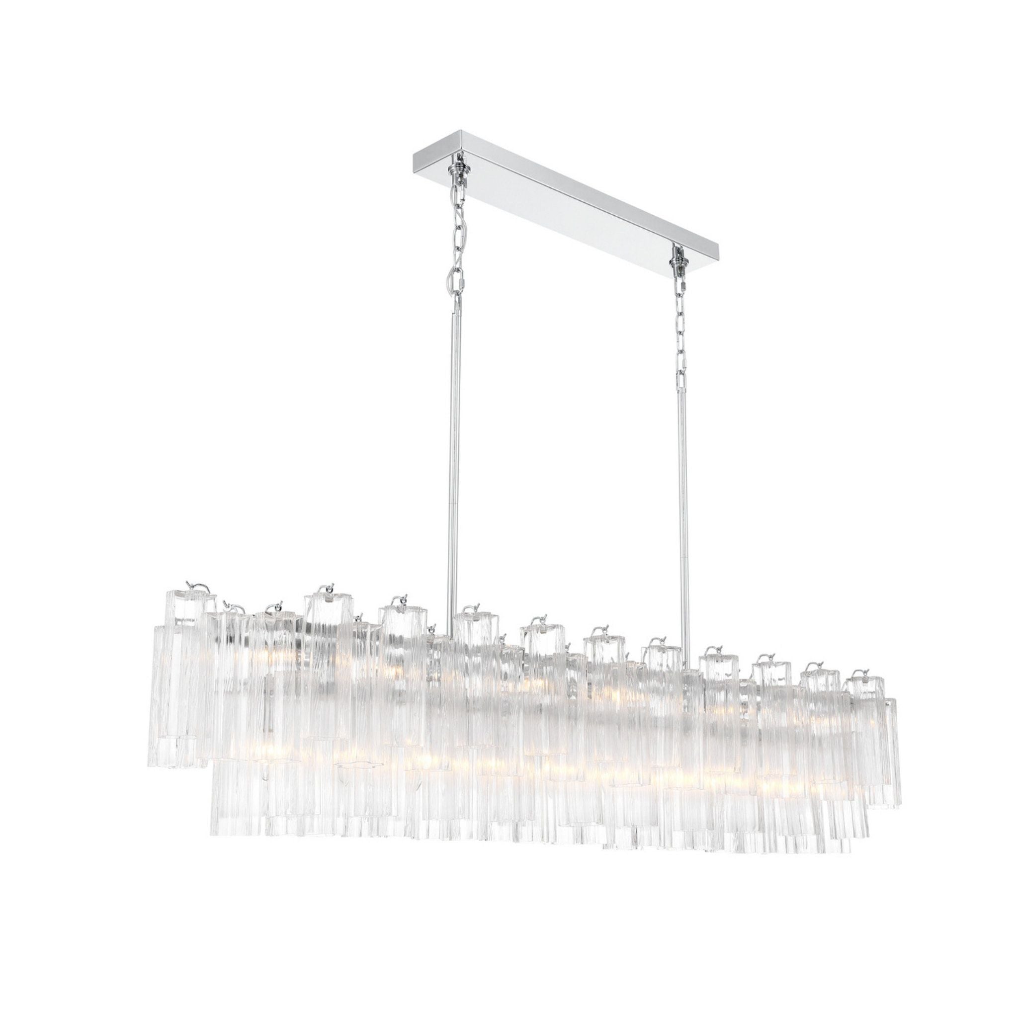 Addis 65'' Polished Chrome Linear Chandelier Clear 16-Light 65"W x 13.5"H x 14"D