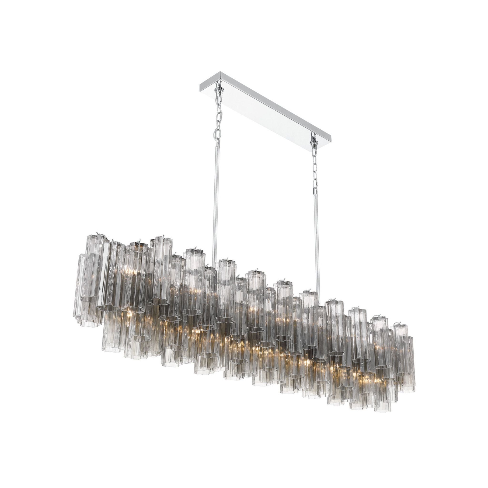 Addis 65'' Polished Chrome Linear Chandelier Gray 16-Light 65"W x 13.5"H x 14"D
