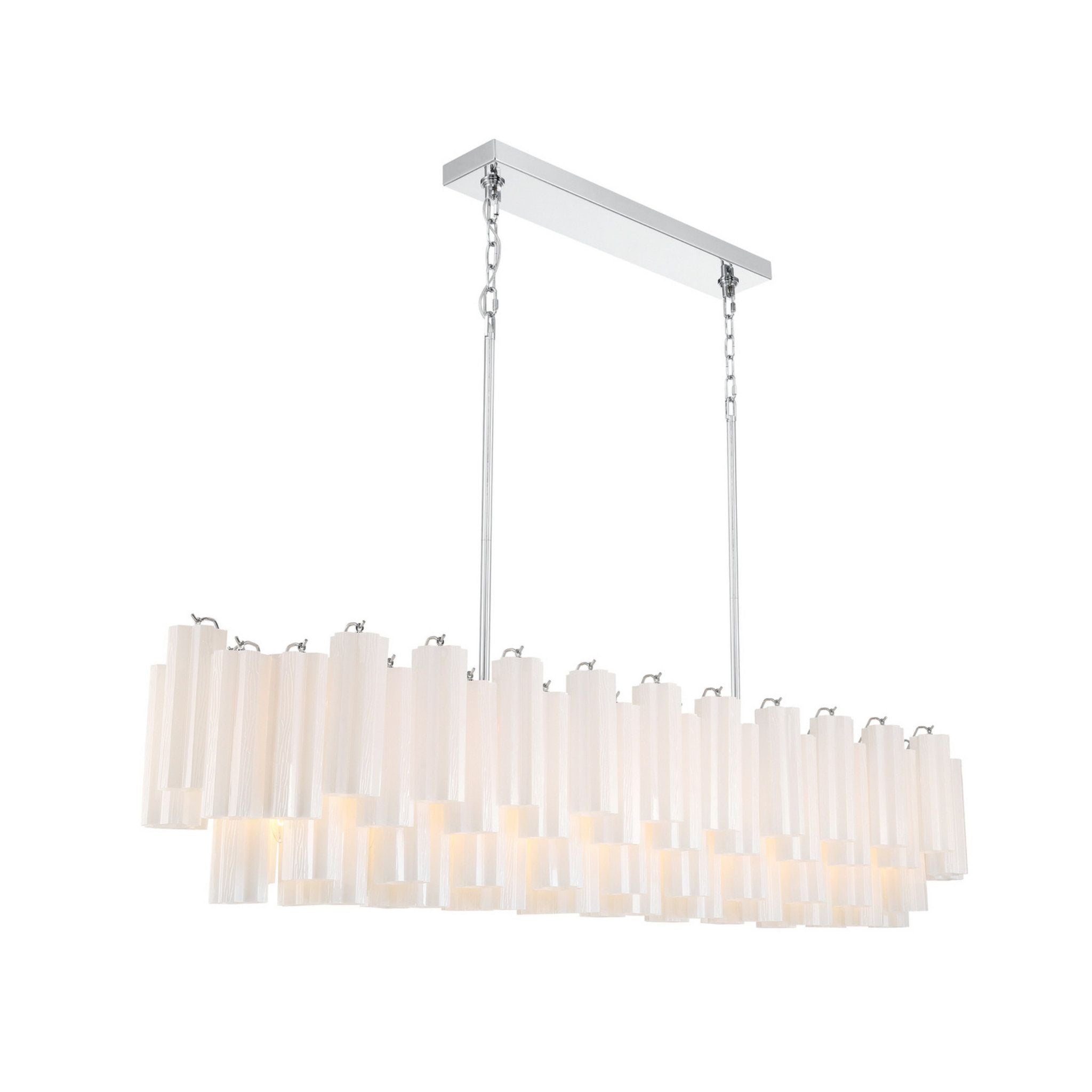 Addis 65'' Polished Chrome Linear Chandelier White 16-Light 65"W x 13.5"H x 14"D