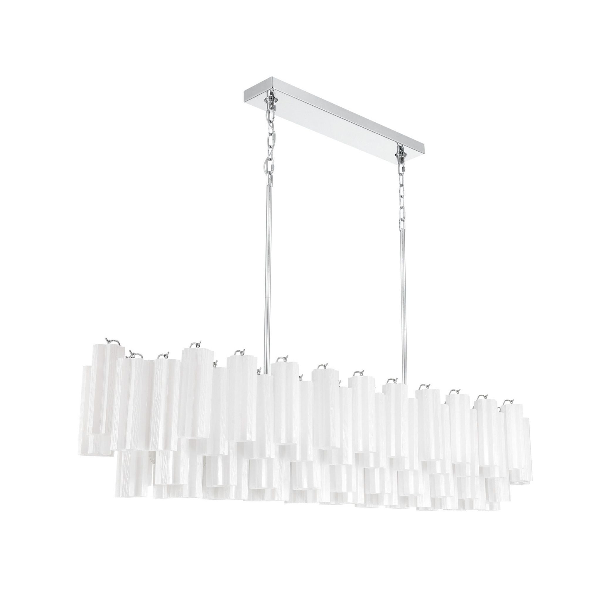 Addis 65'' Polished Chrome Linear Chandelier White 16-Light 65"W x 13.5"H x 14"D