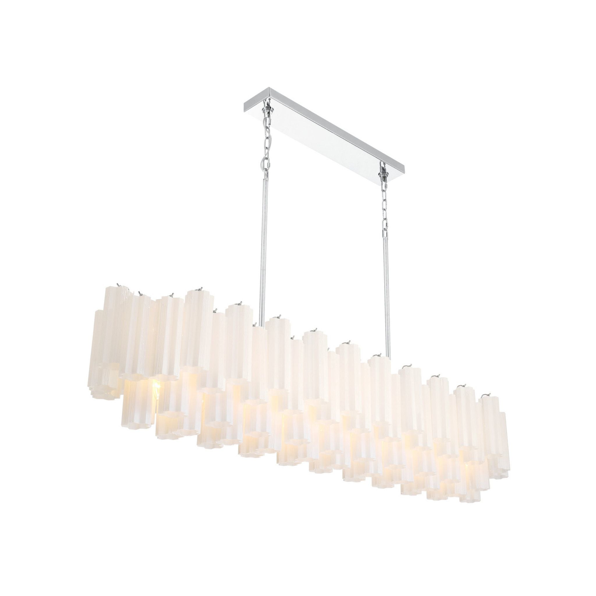 Addis 65'' Polished Chrome Linear Chandelier White 16-Light 65"W x 13.5"H x 14"D