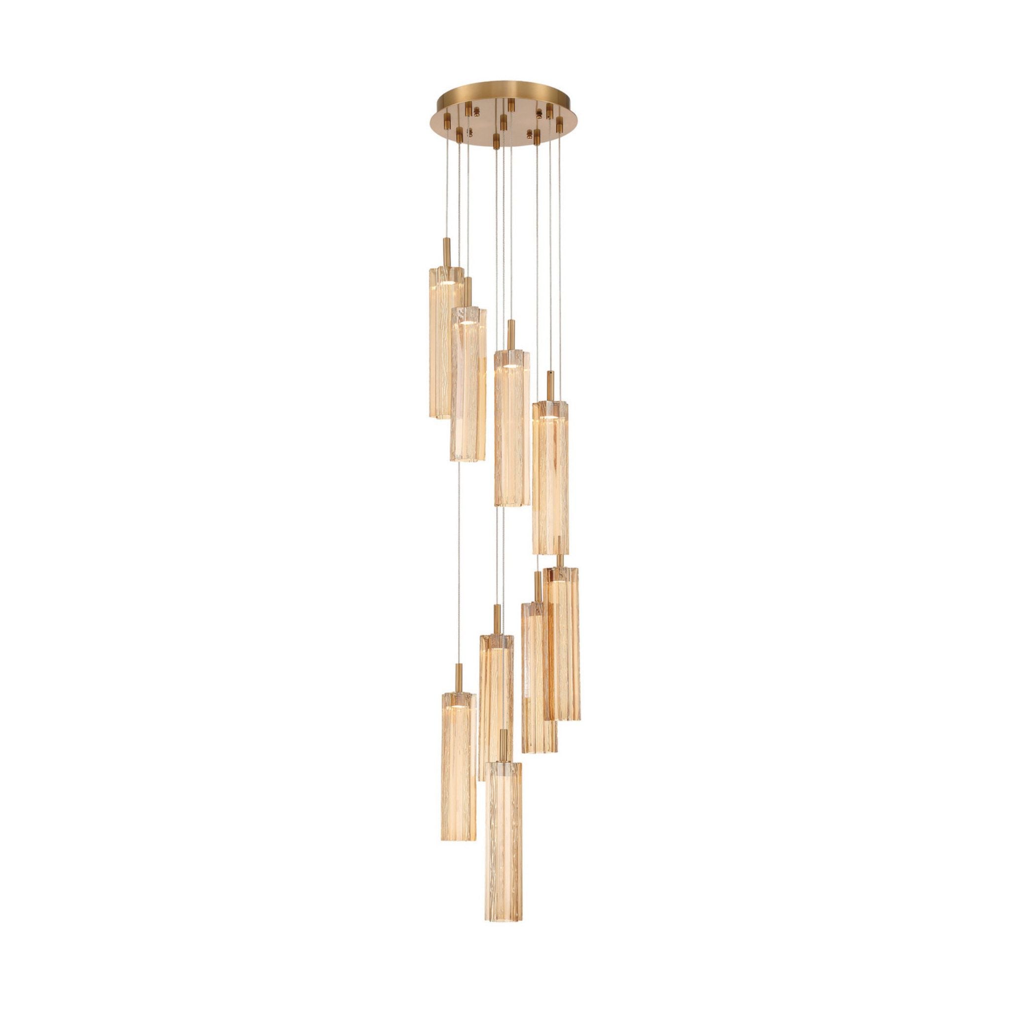 Addis 12" Integrated LED Multi-Light Aged Brass Pendant Gold 9-Light 12"W x 21"H x 12"D