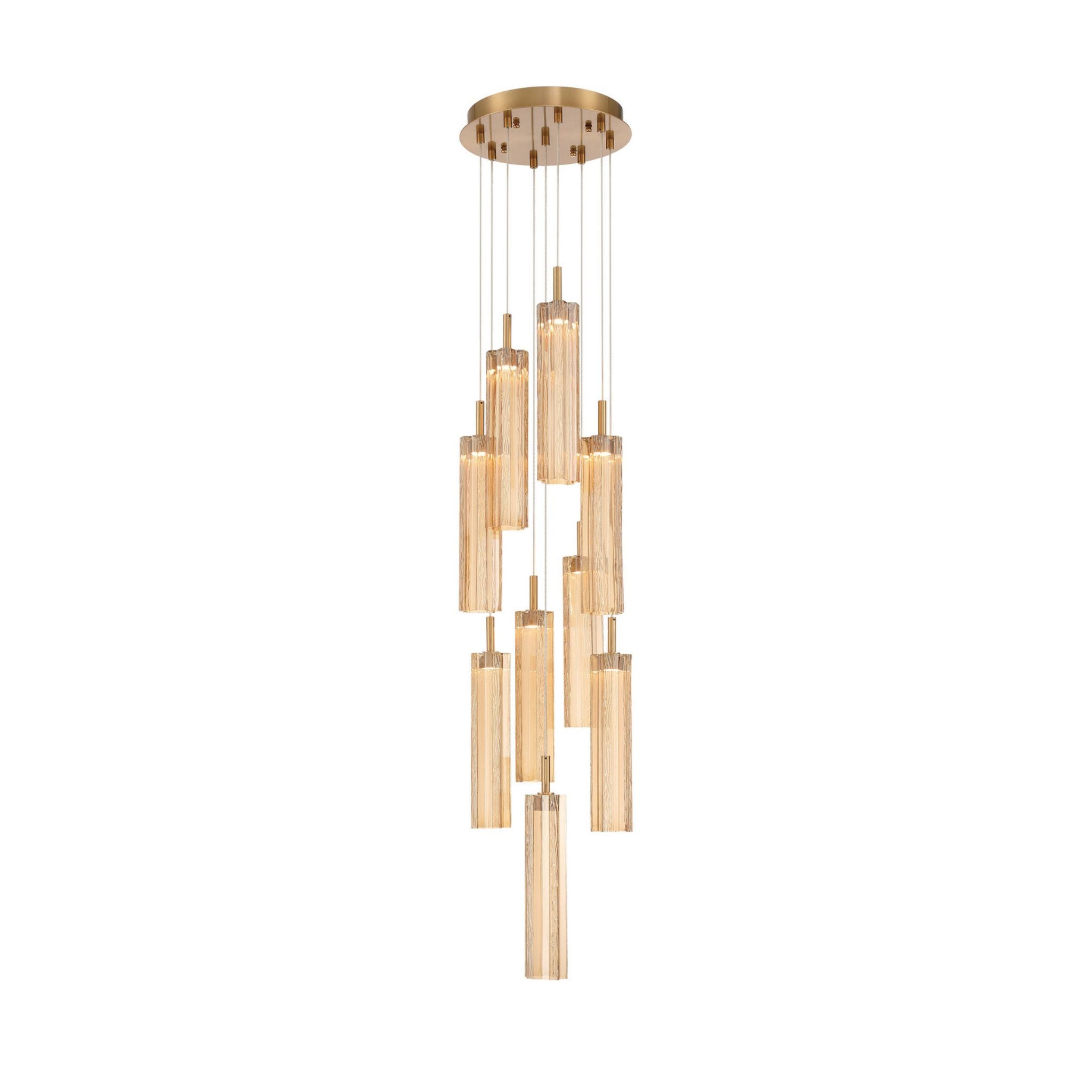 Addis 12" Integrated LED Multi-Light Aged Brass Pendant Gold 9-Light 12"W x 21"H x 12"D
