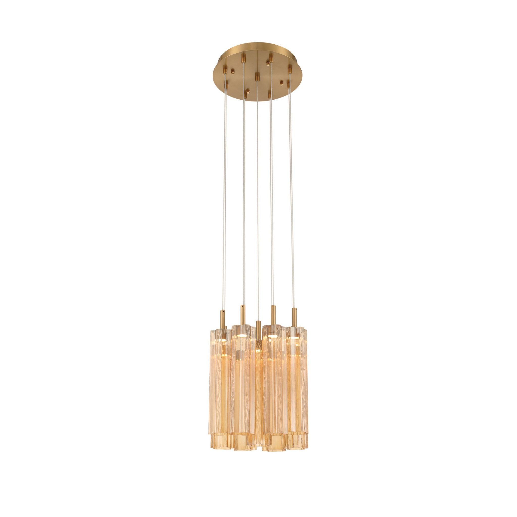 Addis 12" Integrated LED Multi-Light Aged Brass Pendant Gold 9-Light 12"W x 21"H x 12"D