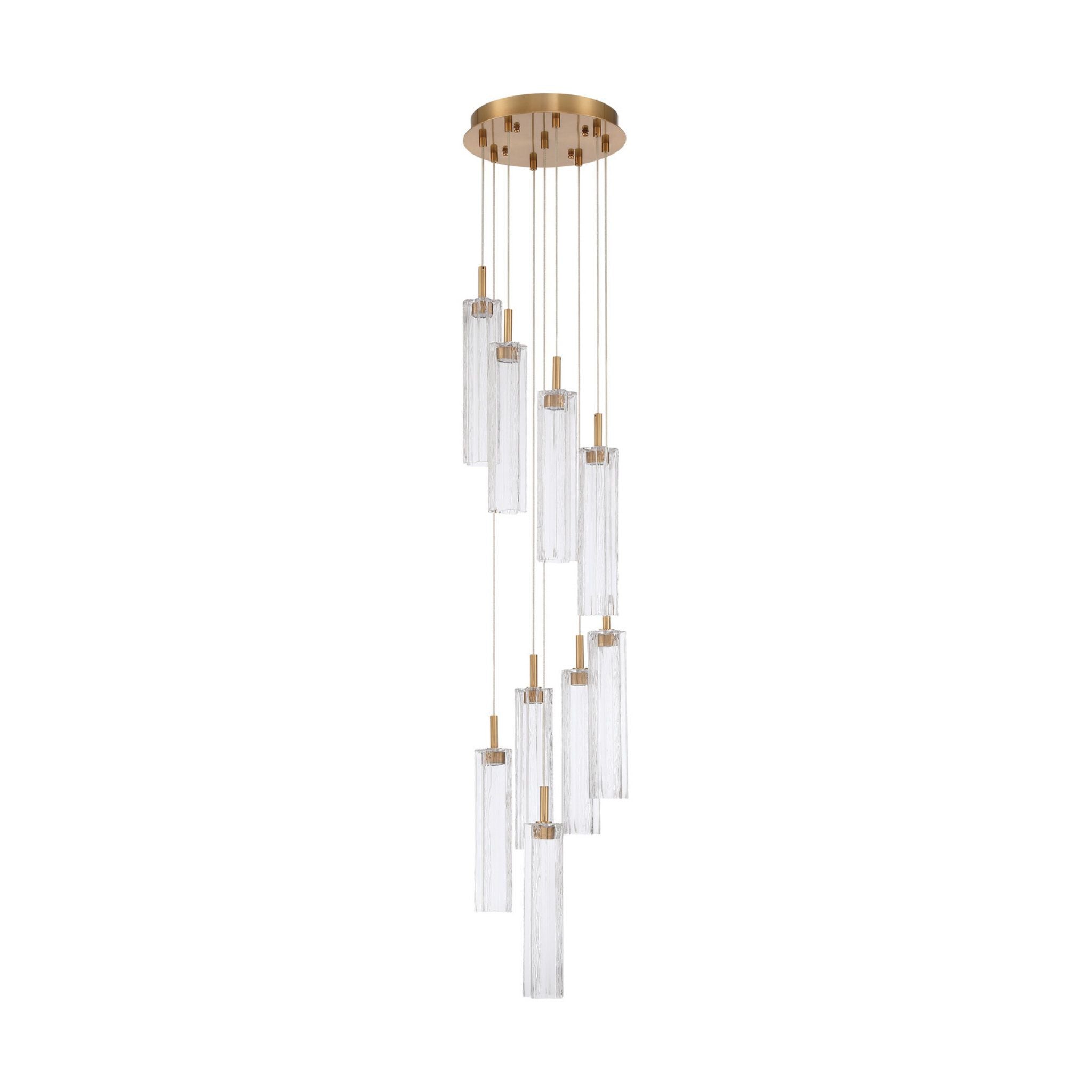 Addis 12" Integrated LED Multi-Light Aged Brass Pendant Clear 9-Light 12"W x 21"H x 12"D