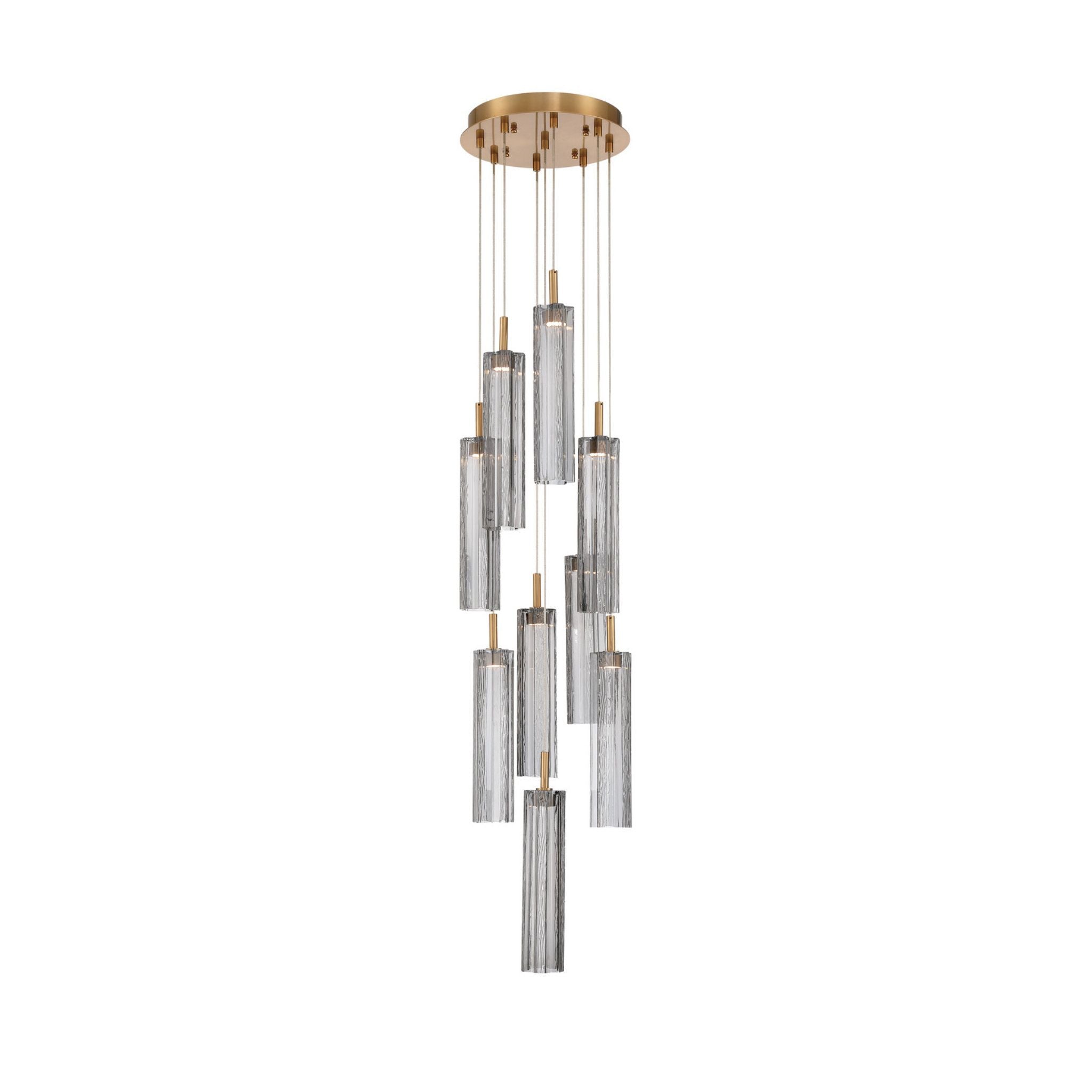 Addis 12" Integrated LED Multi-Light Aged Brass Pendant Gray 9-Light 12"W x 21"H x 12"D