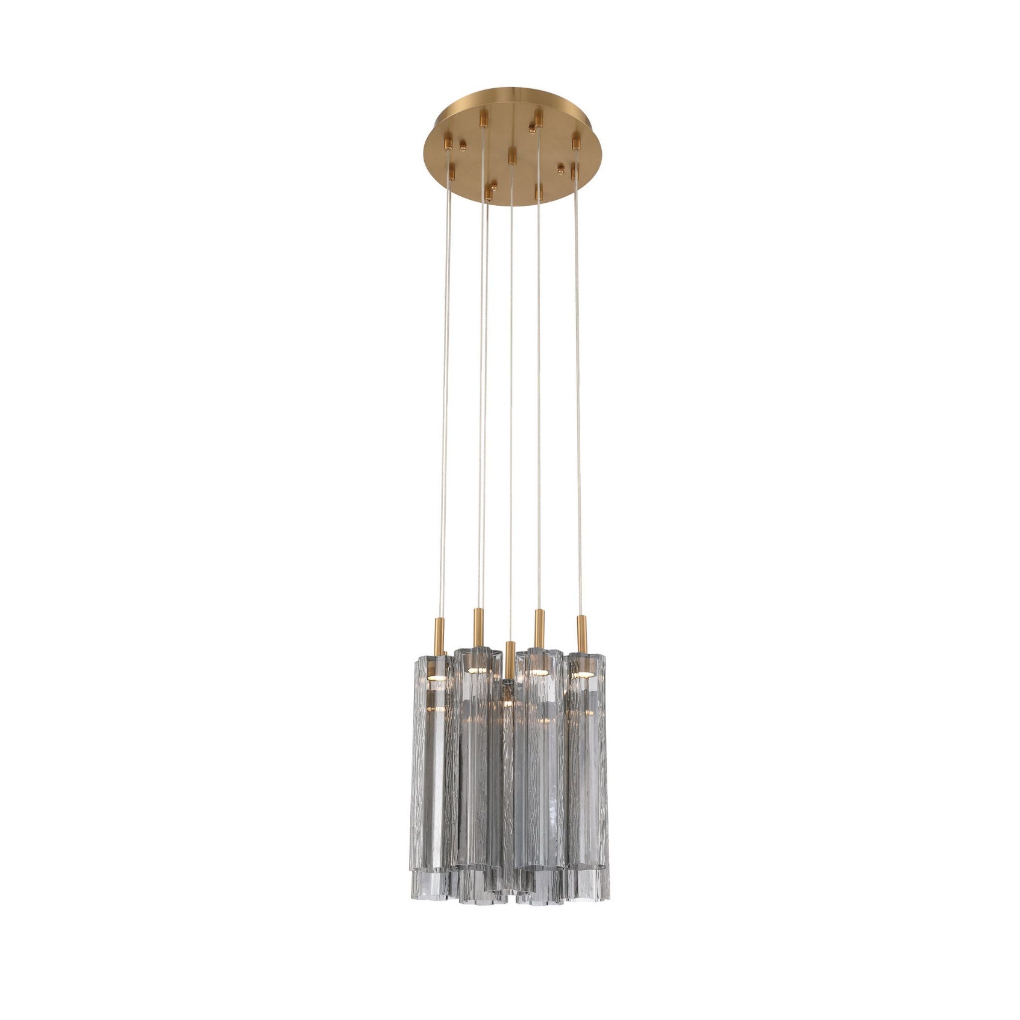 Addis 12" Integrated LED Multi-Light Aged Brass Pendant Gray 9-Light 12"W x 21"H x 12"D