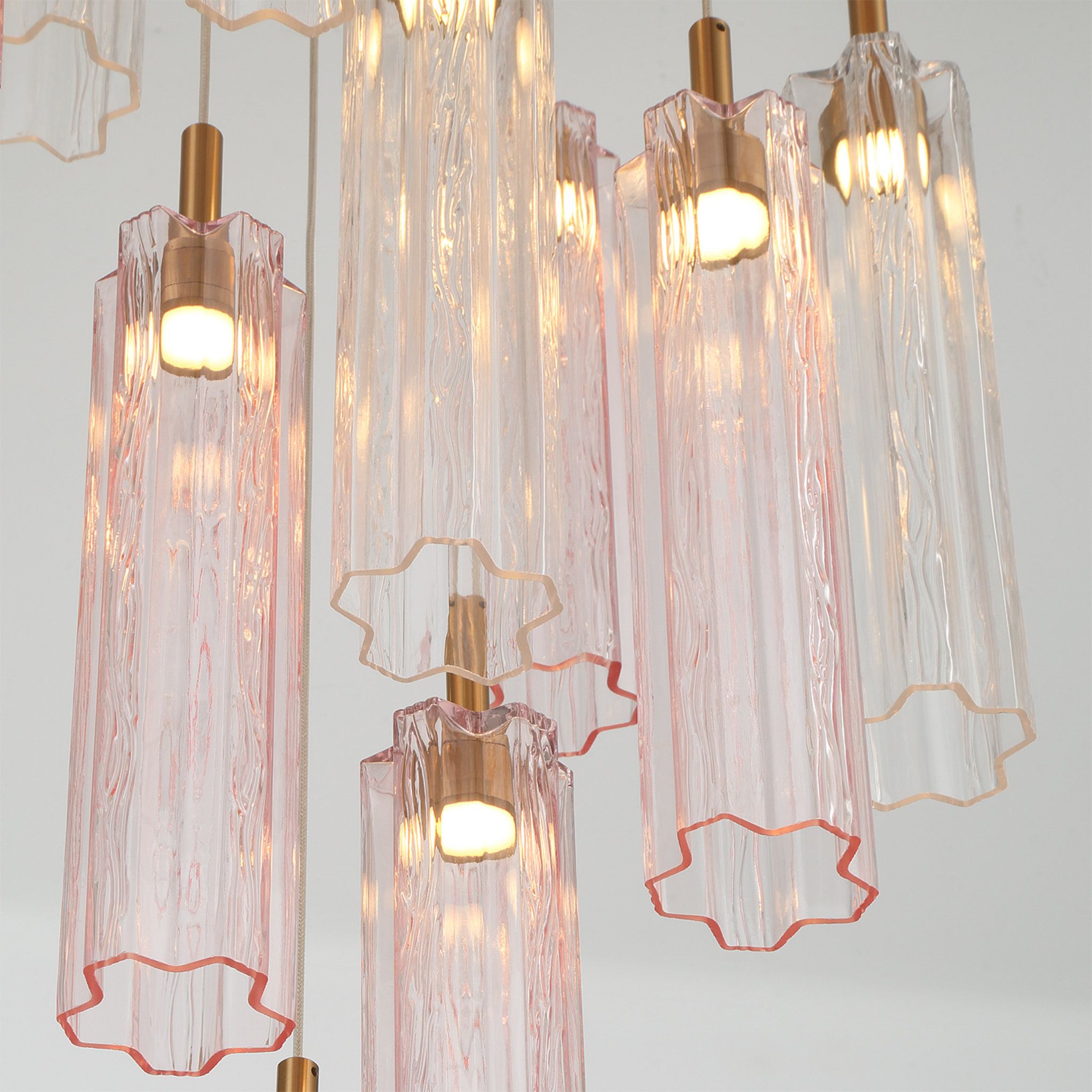 Addis 12" Integrated LED Multi-Light Aged Brass Pendant Spring Glass 9-Light 12"W x 21"H x 12"D