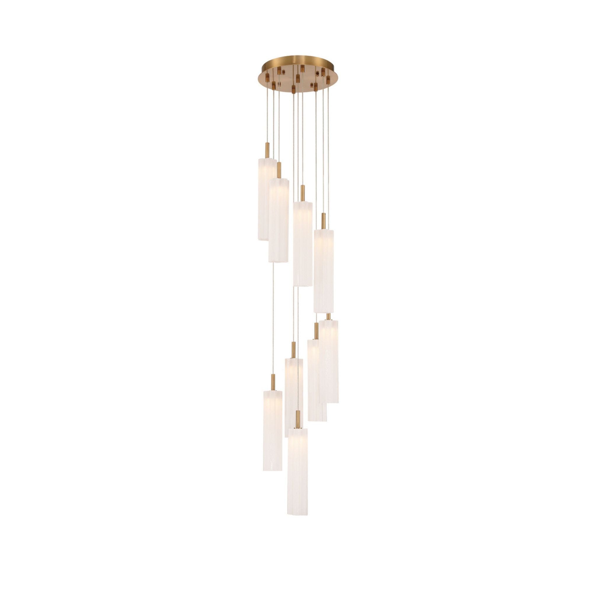 Addis 12" Integrated LED Multi-Light Aged Brass Pendant White 9-Light 12"W x 21"H x 12"D