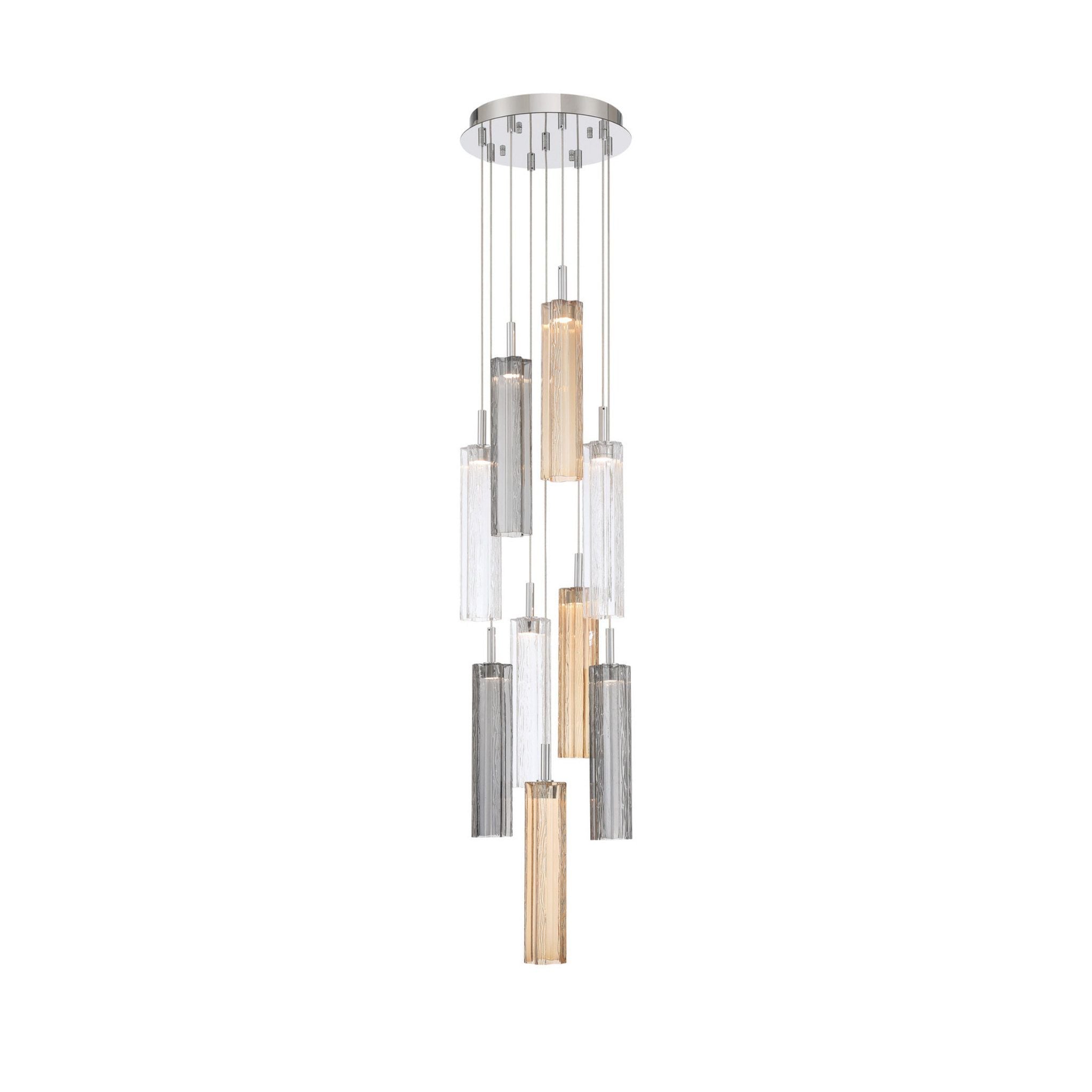 Addis 12" Integrated LED Multi-Light Polished Chrome Pendant Autumn Glass 9-Light 12"W x 21"H x 12"D