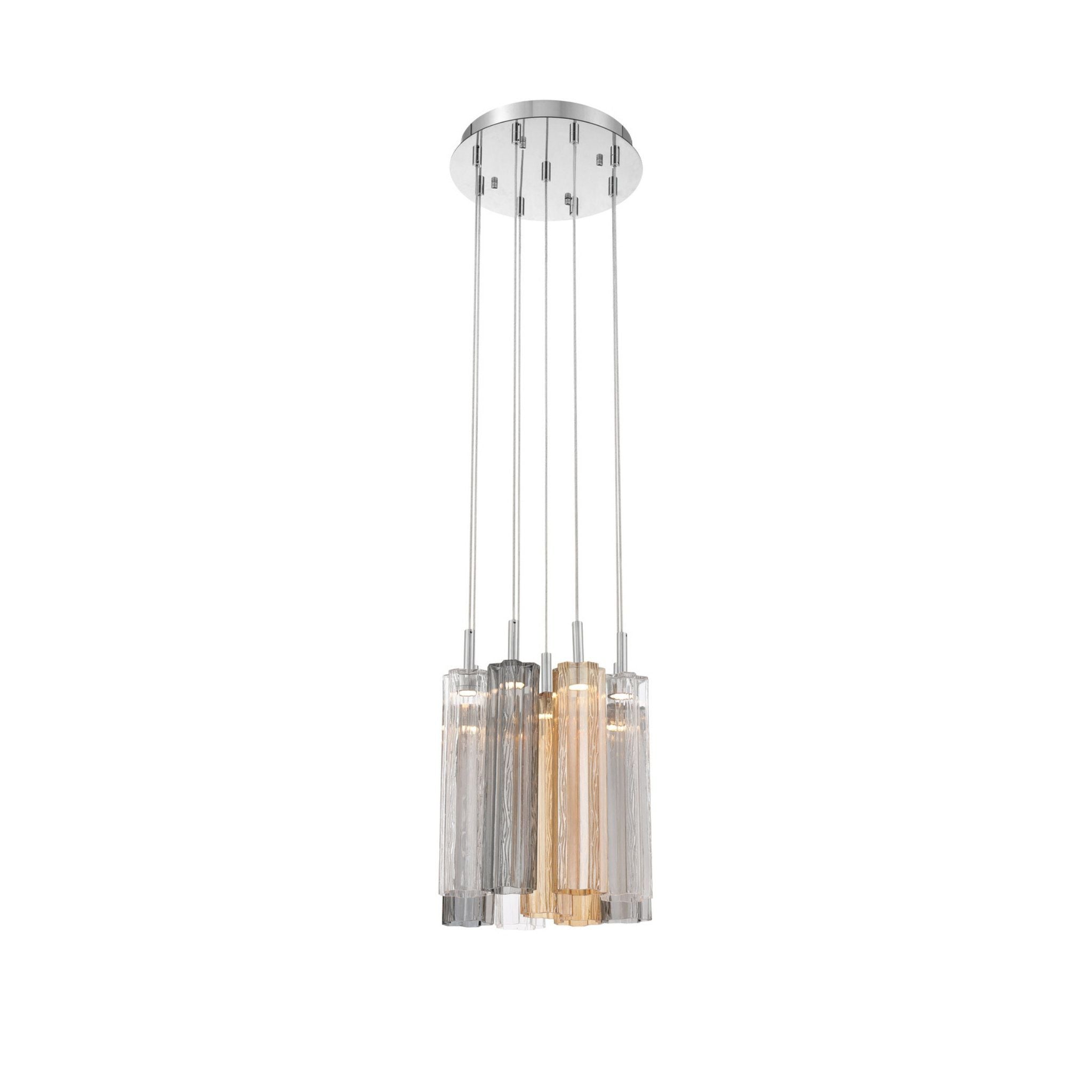 Addis 12" Integrated LED Multi-Light Polished Chrome Pendant Autumn Glass 9-Light 12"W x 21"H x 12"D