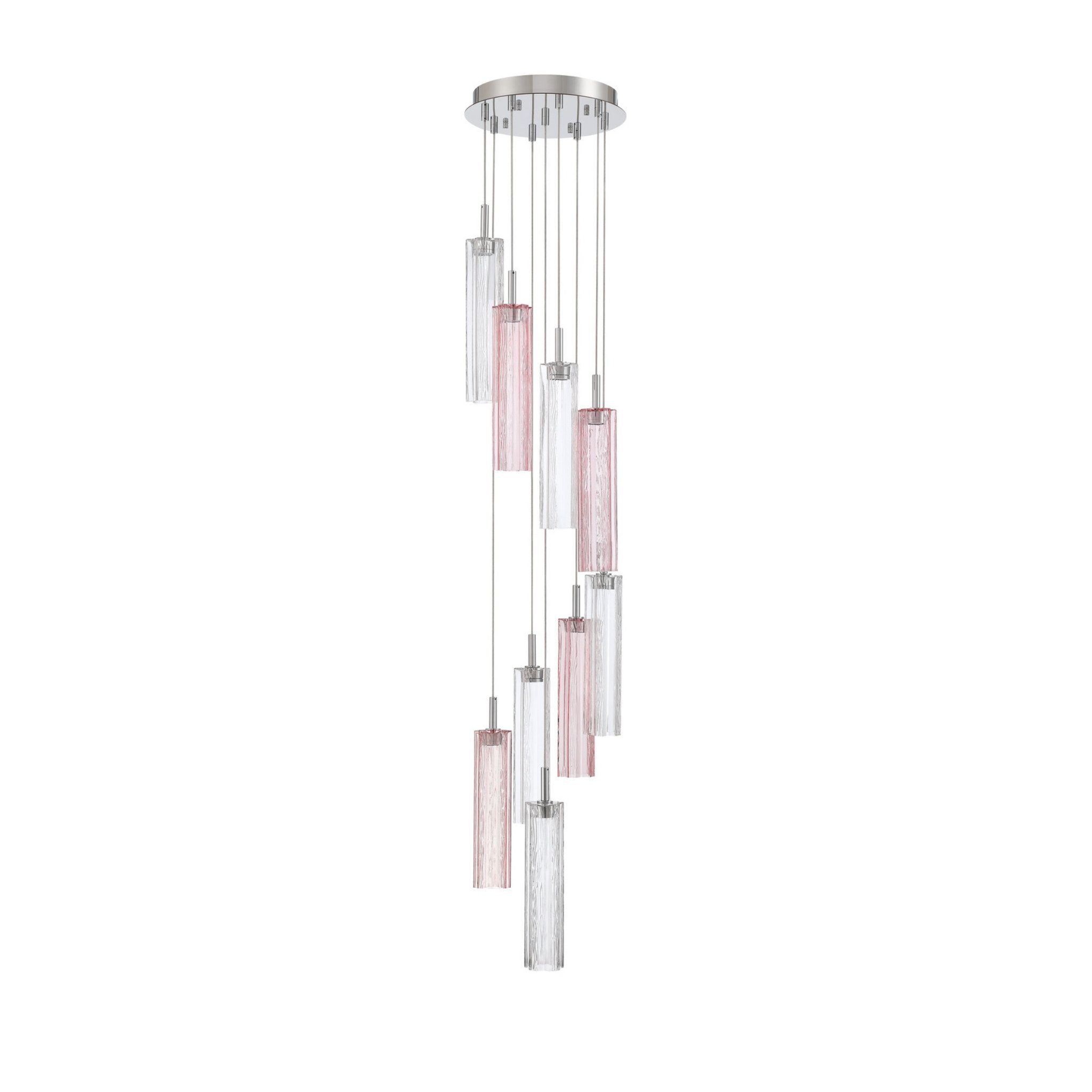 Addis 12" Integrated LED Multi-Light Polished Chrome Pendant Spring Glass 9-Light 12"W x 21"H x 12"D