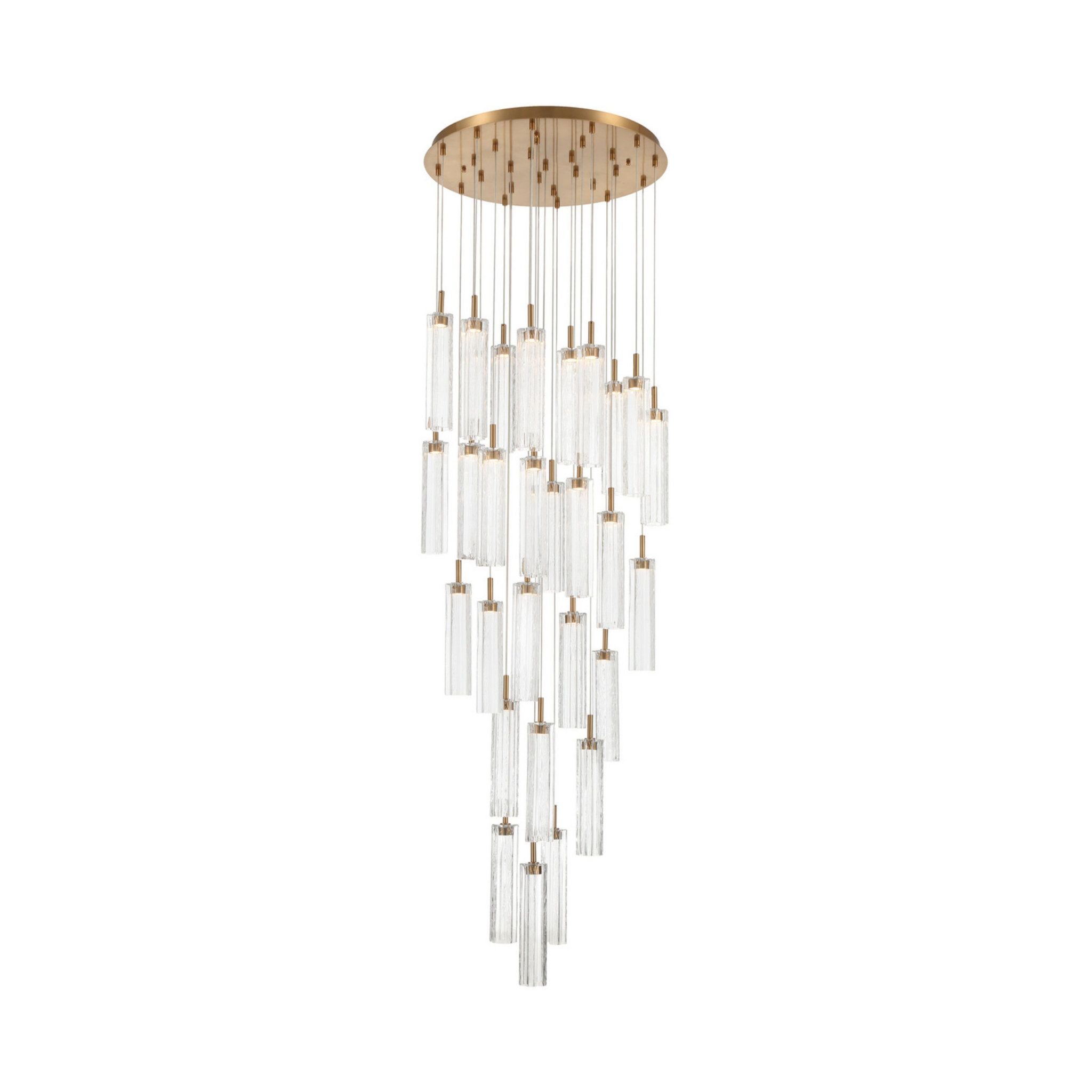 Addis 26" Integrated LED Multi-Light Aged Brass Pendant Clear 28-Light 26"W x 21"H x 26"D