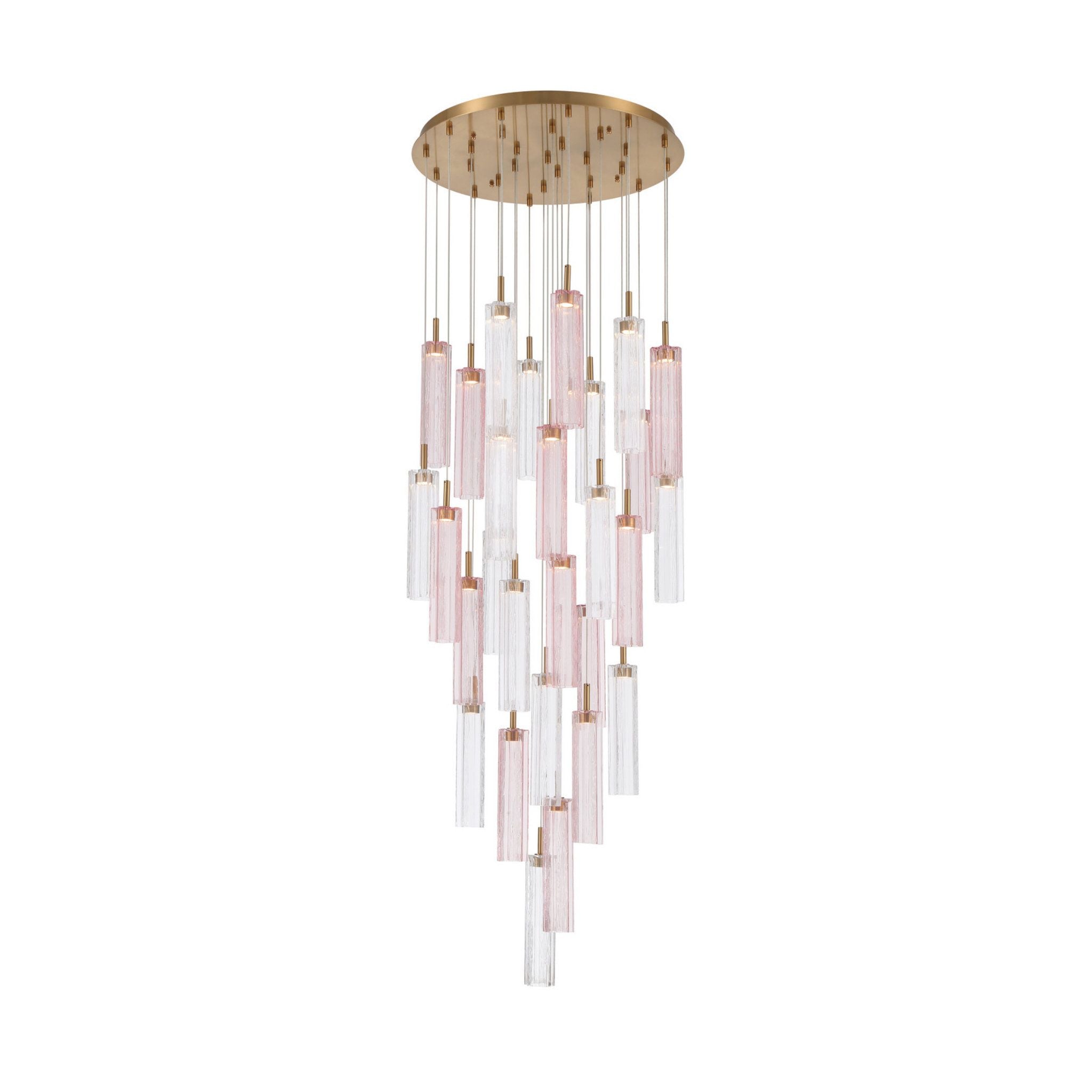 Addis 26" Integrated LED Multi-Light Aged Brass Pendant Spring Glass 28-Light 26"W x 21"H x 26"D