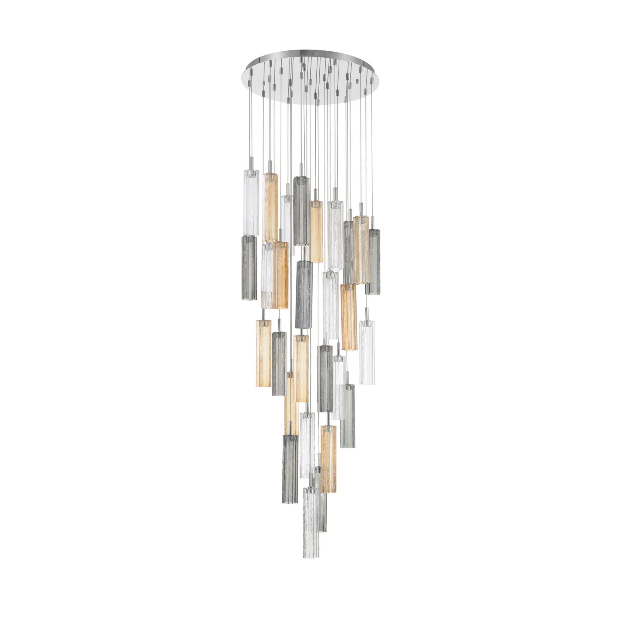 Addis 26" Integrated LED Multi-Light Polished Chrome Pendant Autumn Glass 28-Light 26"W x 21"H x 26"D
