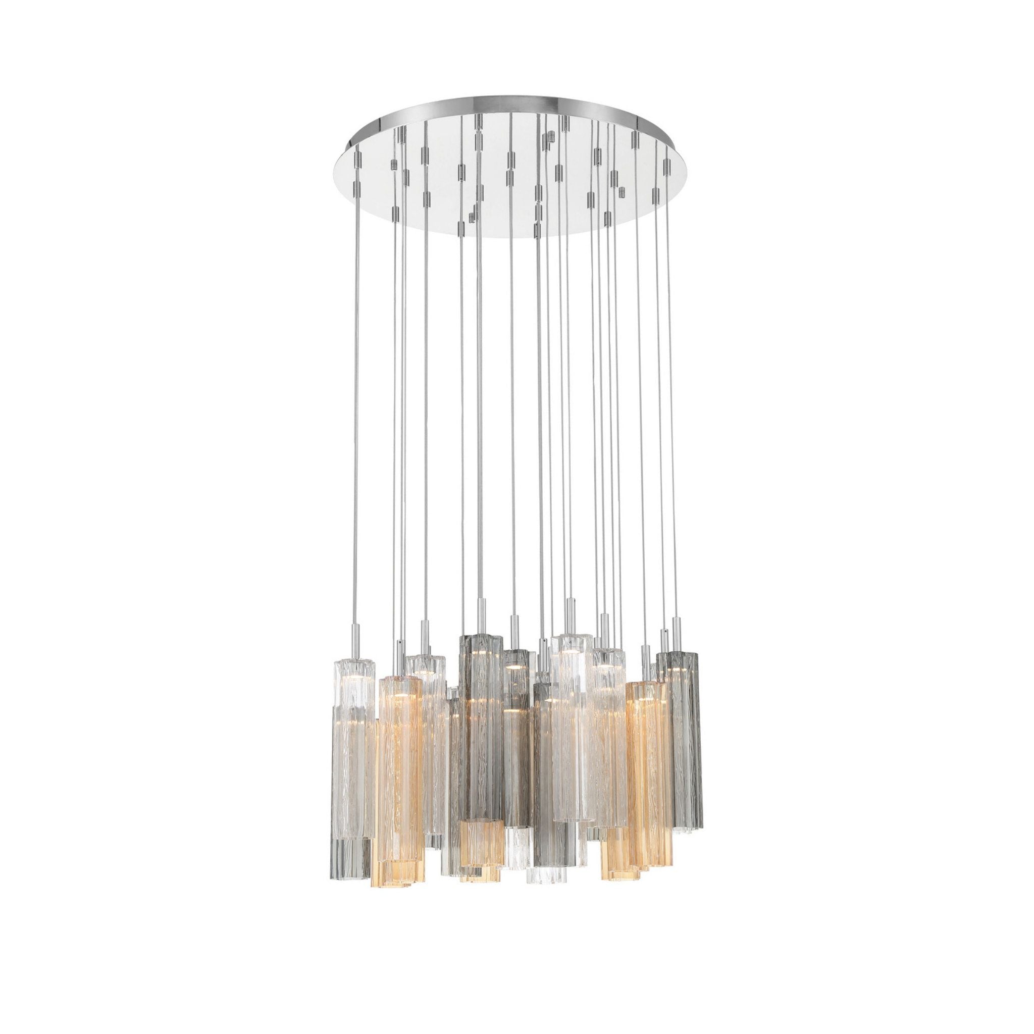 Addis 26" Integrated LED Multi-Light Polished Chrome Pendant Autumn Glass 28-Light 26"W x 21"H x 26"D