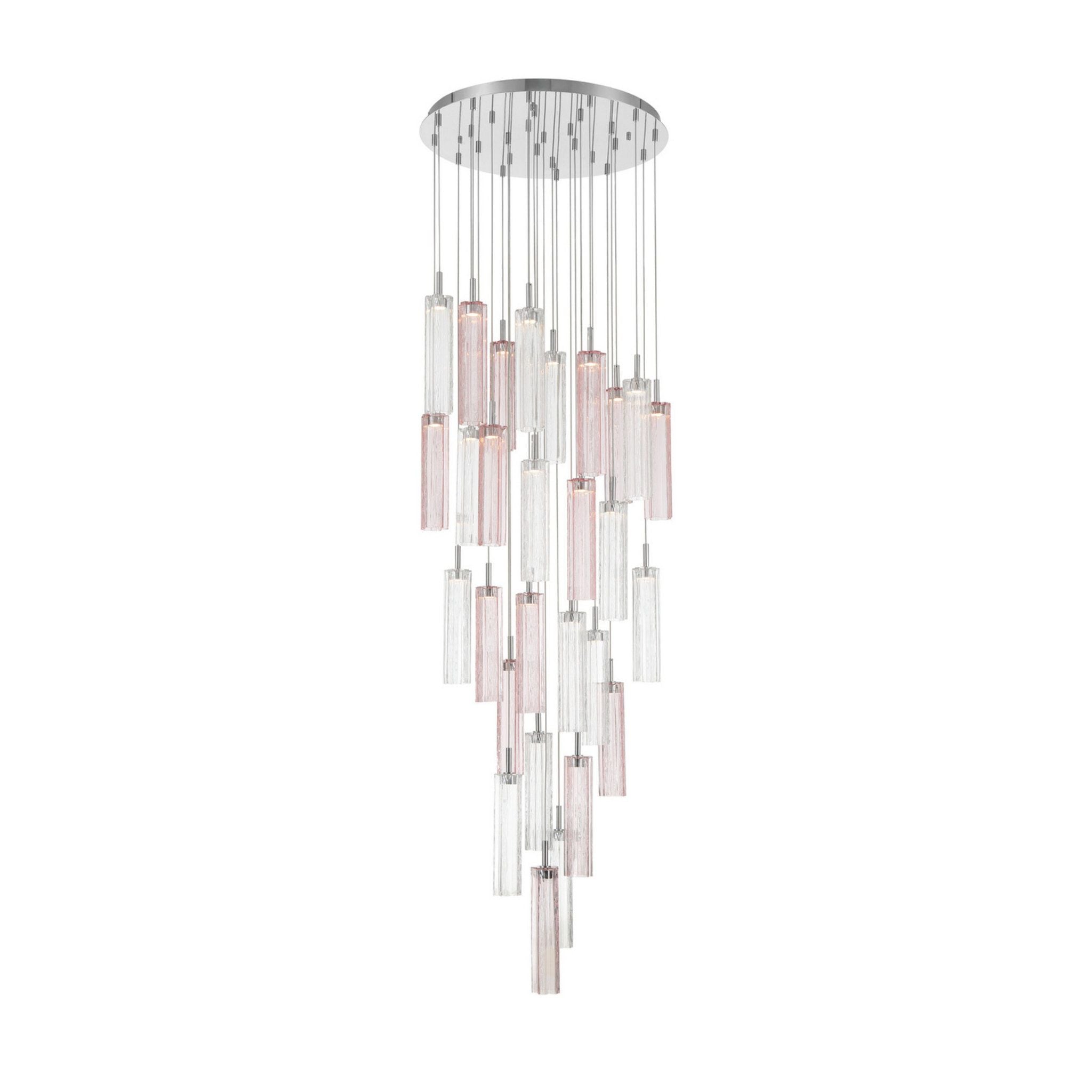 Addis 26" Integrated LED Multi-Light Polished Chrome Pendant Spring Glass 28-Light 26"W x 21"H x 26"D