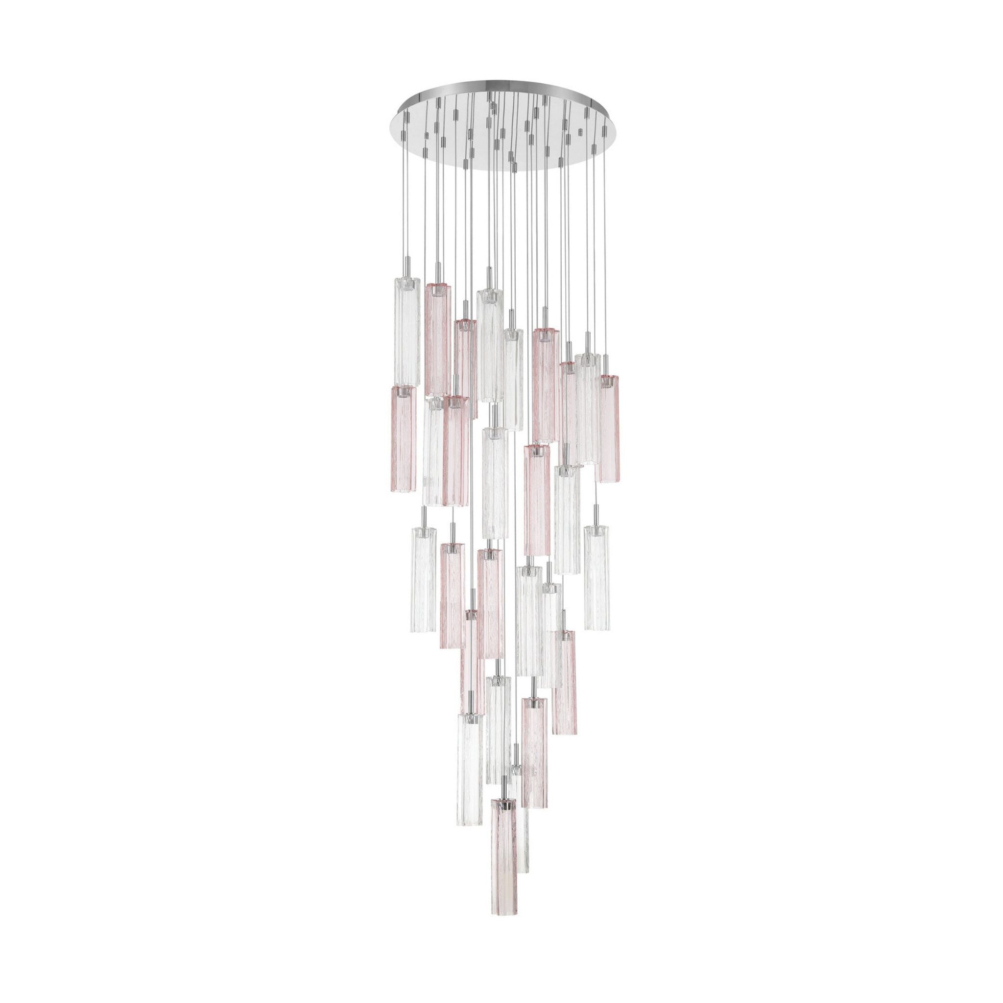 Addis 26" Integrated LED Multi-Light Polished Chrome Pendant Spring Glass 28-Light 26"W x 21"H x 26"D