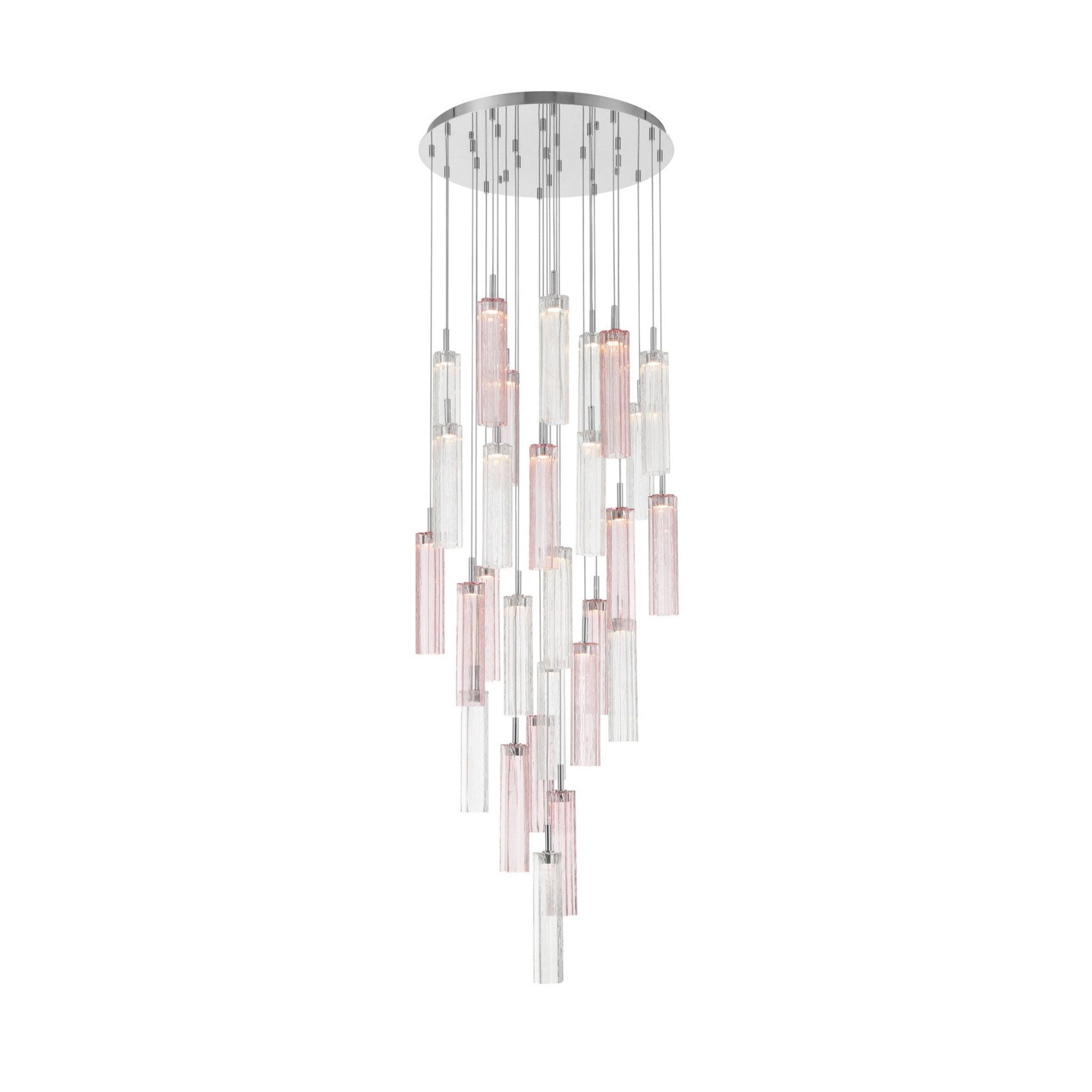 Addis 26" Integrated LED Multi-Light Polished Chrome Pendant Spring Glass 28-Light 26"W x 21"H x 26"D