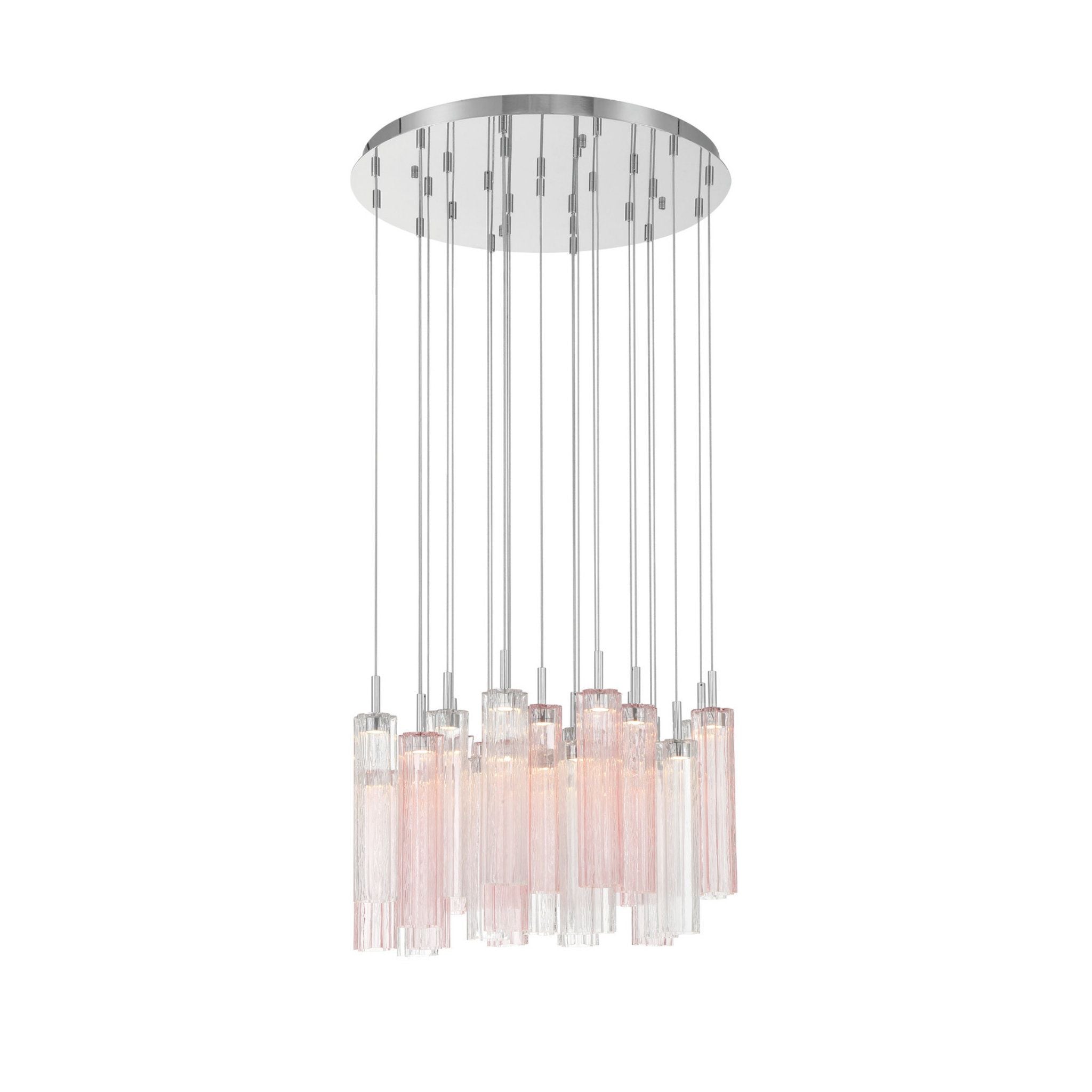 Addis 26" Integrated LED Multi-Light Polished Chrome Pendant Spring Glass 28-Light 26"W x 21"H x 26"D