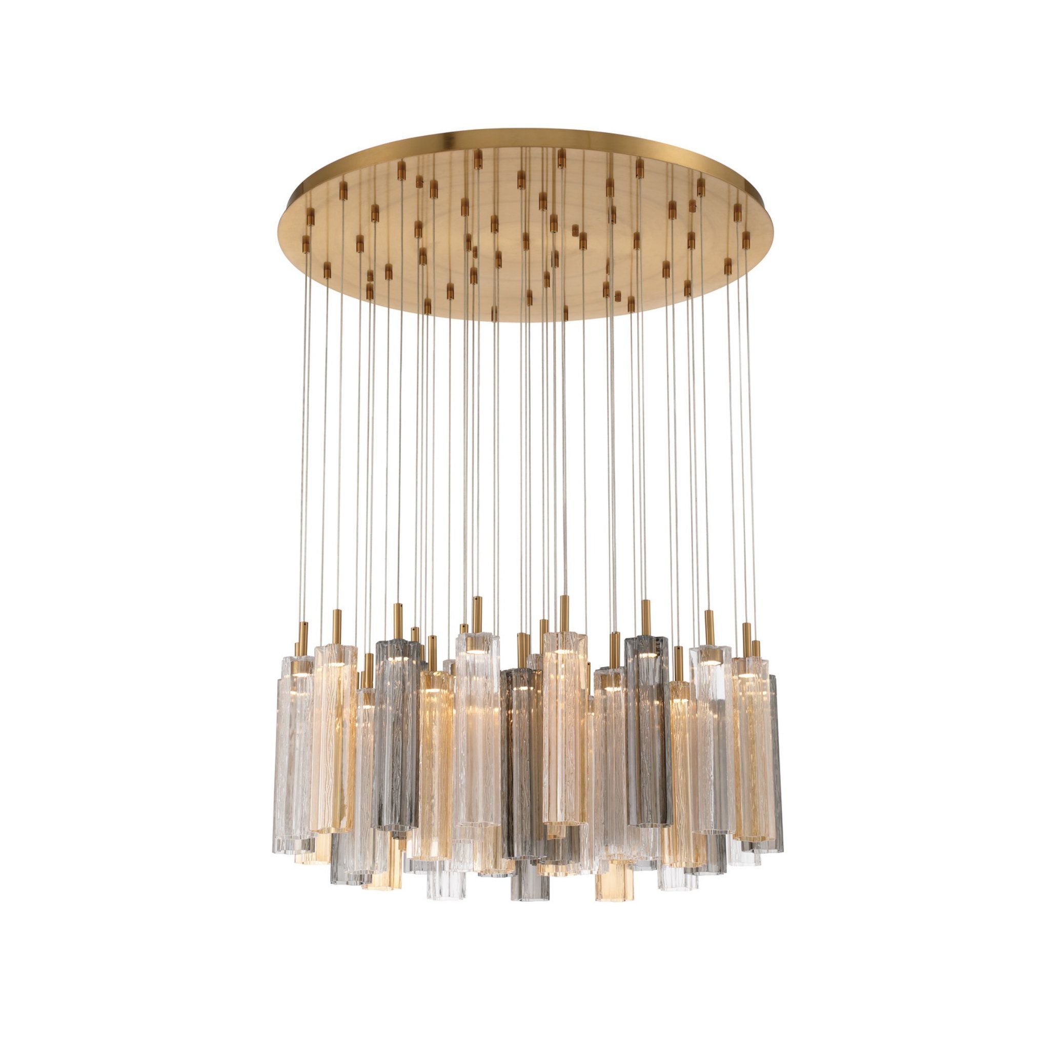 Addis 36" Integrated LED Multi-Light Aged Brass Pendant Autumn Glass 46-Light 36"W x 21"H x 36"D