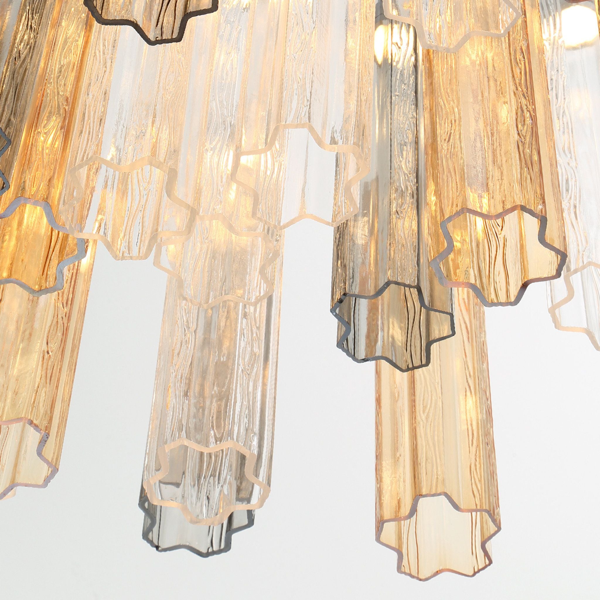 Addis 36" Integrated LED Multi-Light Aged Brass Pendant Autumn Glass 46-Light 36"W x 21"H x 36"D