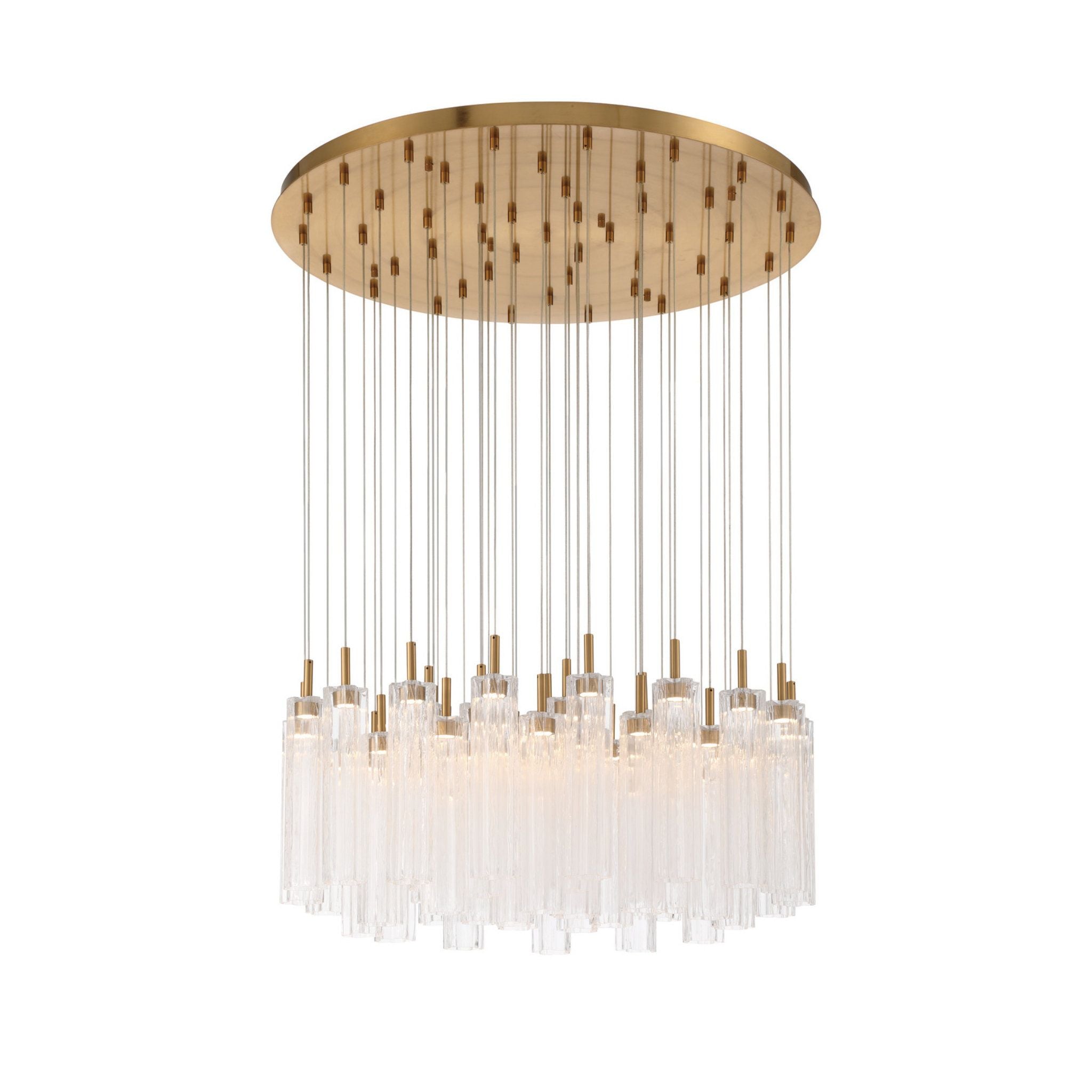 Addis 36" Integrated LED Multi-Light Aged Brass Pendant Clear 46-Light 36"W x 21"H x 36"D